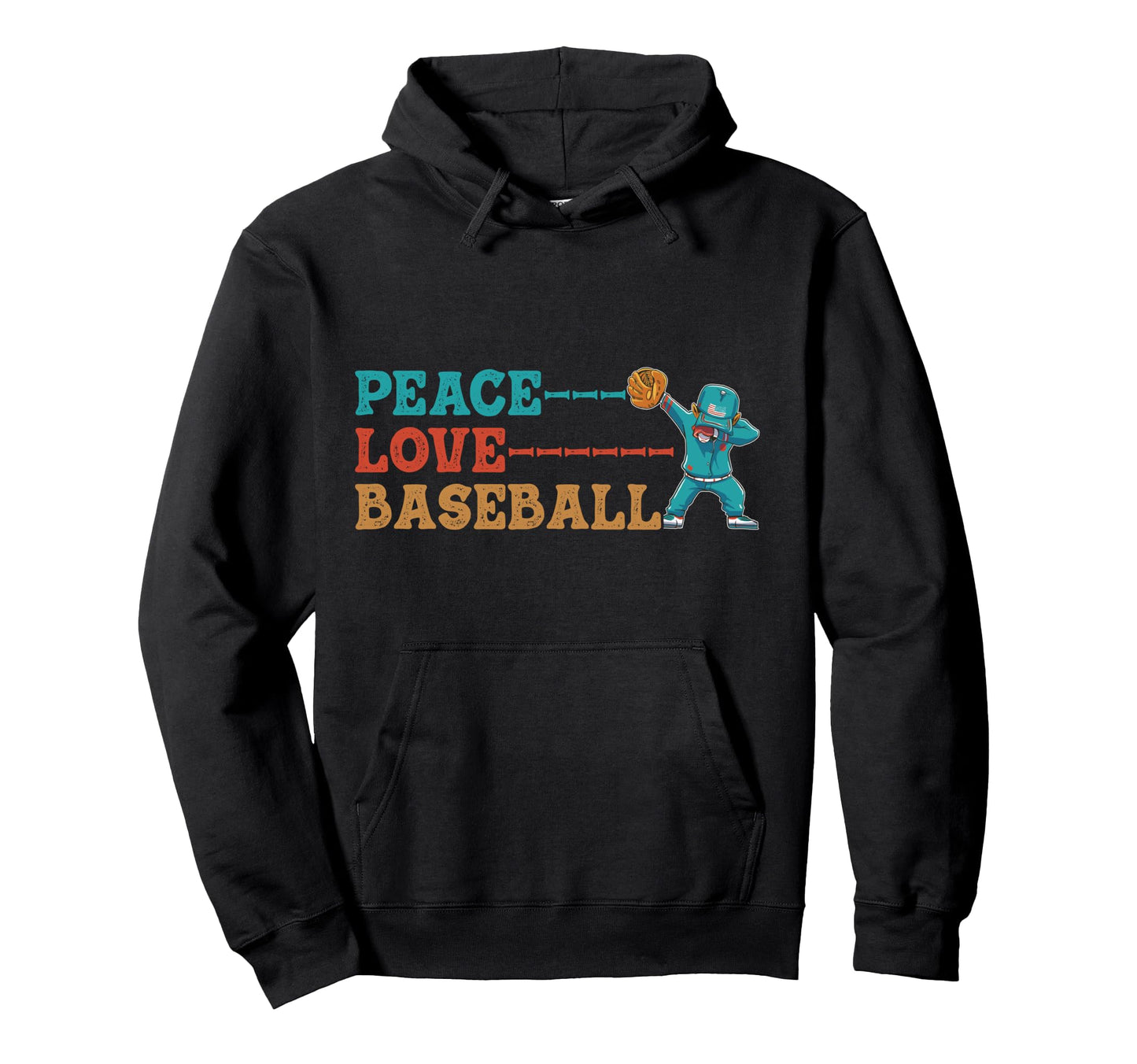 Peace Love Baseball Hoodie - Streetwear Style Men Women - T-Shirt, Sweatshirt, Hoodie
