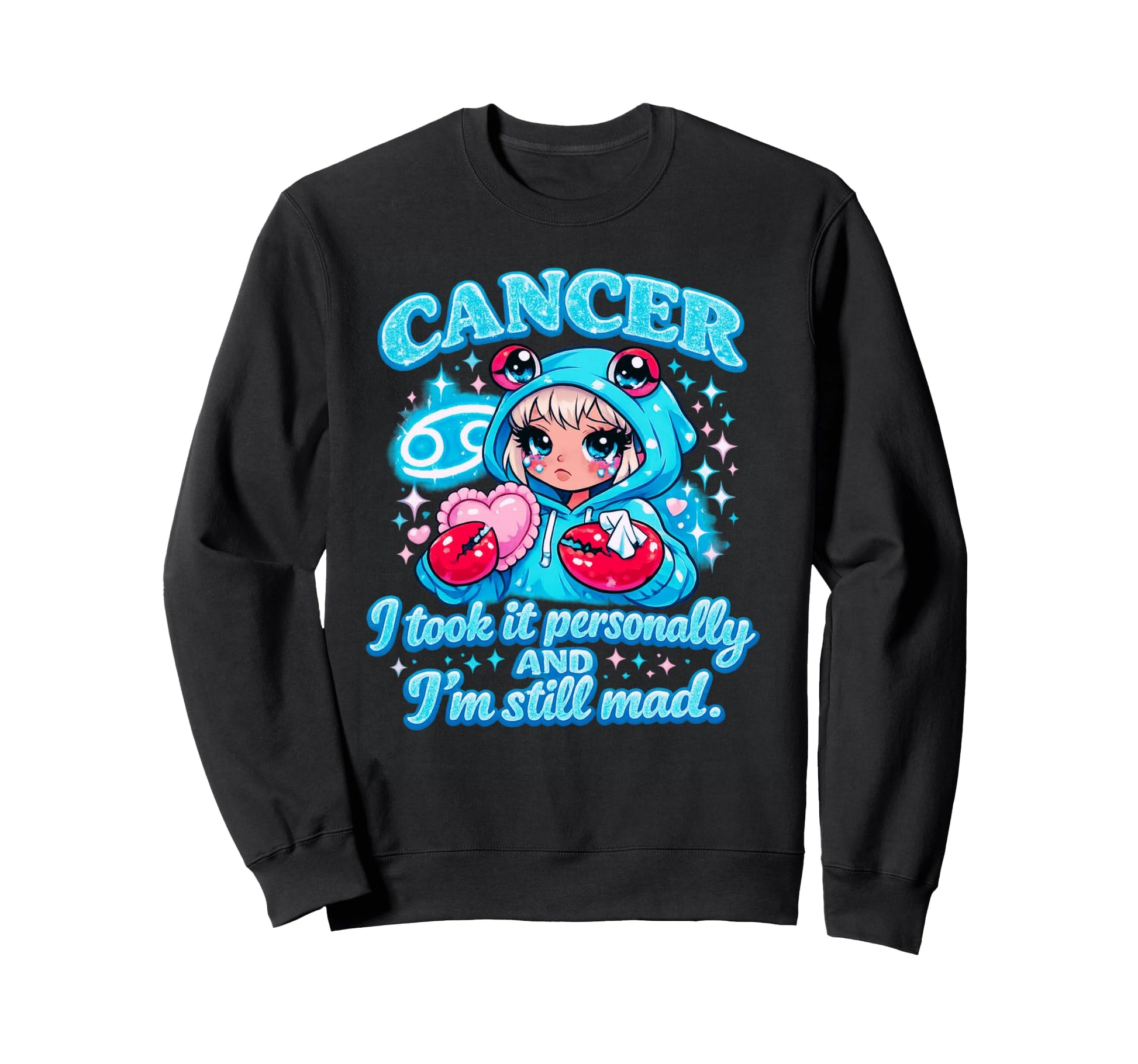 Cancer Bratcore Aesthetic Blue Y2K Sweatshirt - Fun Novelty Design Unisex - T-Shirt, Sweatshirt, Hoodie