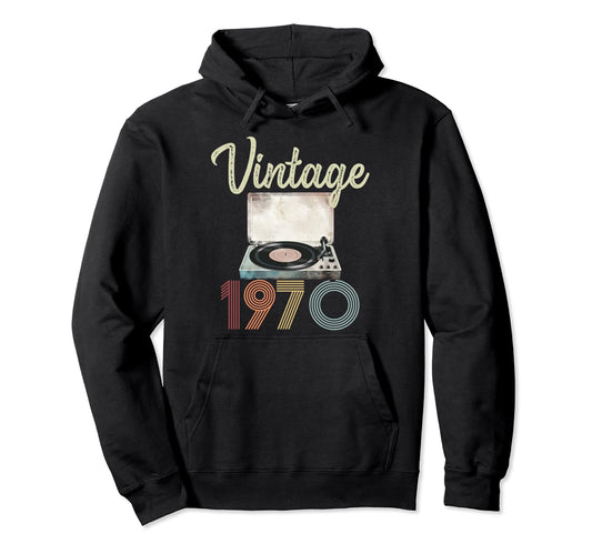 1970 Vinyl Record Player 54Th Hoodie - Fun Novelty Design for Adults - T-Shirt, Sweatshirt, Hoodie