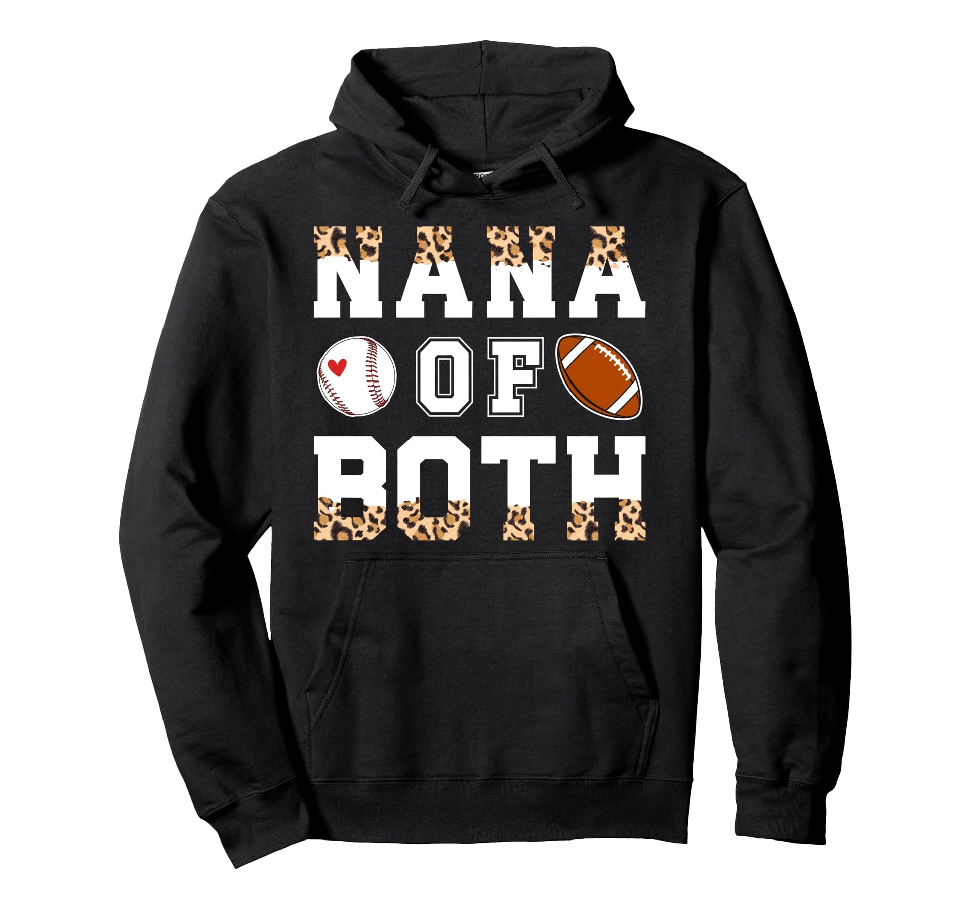Nana Both Leopard Baseball Football Hoodie - Fun Novelty Design Men Women - T-Shirt, Sweatshirt, Hoodie