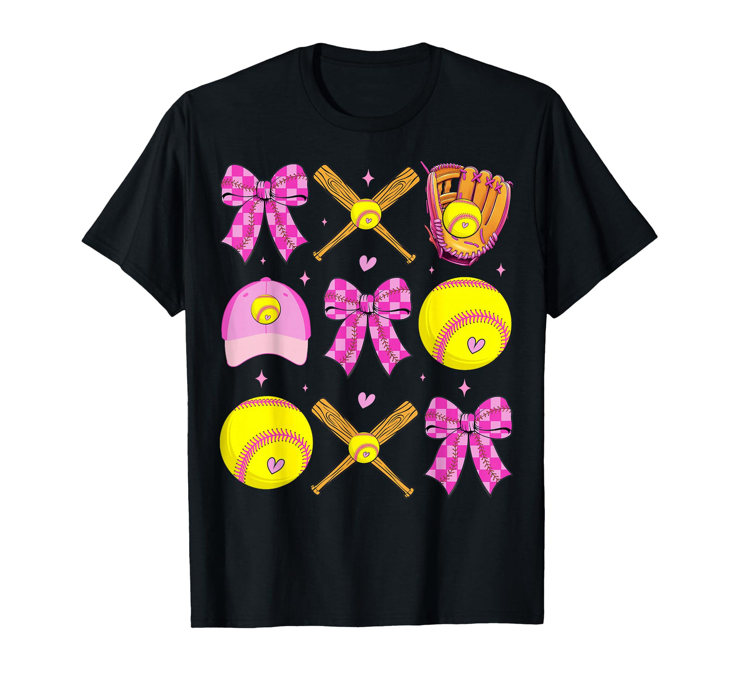 Checkered Mama Bow Softball Mom Game T-Shirt - Aesthetic Graphic Men Women - T-Shirt, Sweatshirt, Hoodie