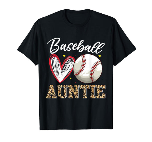 Baseball Auntie Leopard Family T-Shirt - Minimalist Print for Adults - T-Shirt, Sweatshirt, Hoodie