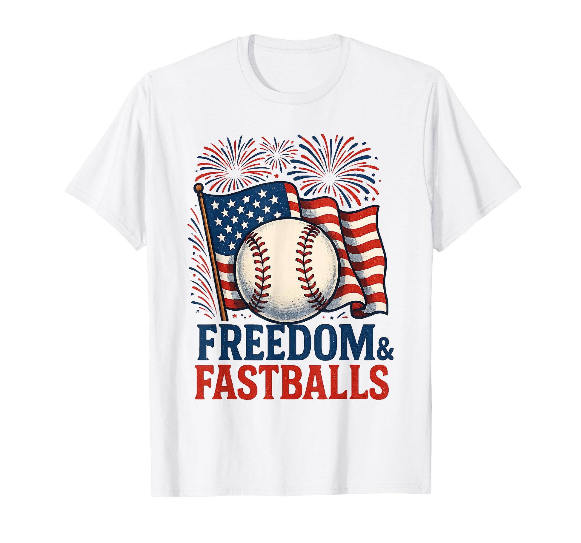 Patriotic Firework Baseball 4Th July T-Shirt - Novelty Apparel Men Women - T-Shirt, Sweatshirt, Hoodie