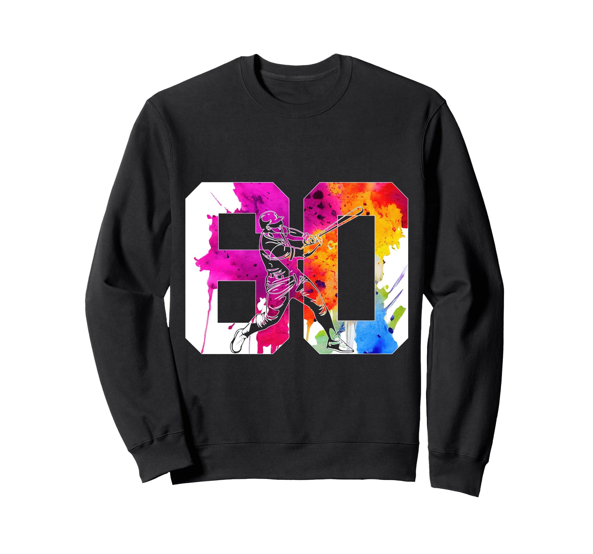 Number 60 Years Baseball 60Th Birthday Sweatshirt - Graphic Print Men Women - T-Shirt, Sweatshirt, Hoodie