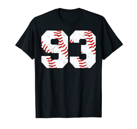 93 Birthday Baseball Theme Bday Party T-Shirt - Minimalist Print Unisex - T-Shirt, Sweatshirt, Hoodie