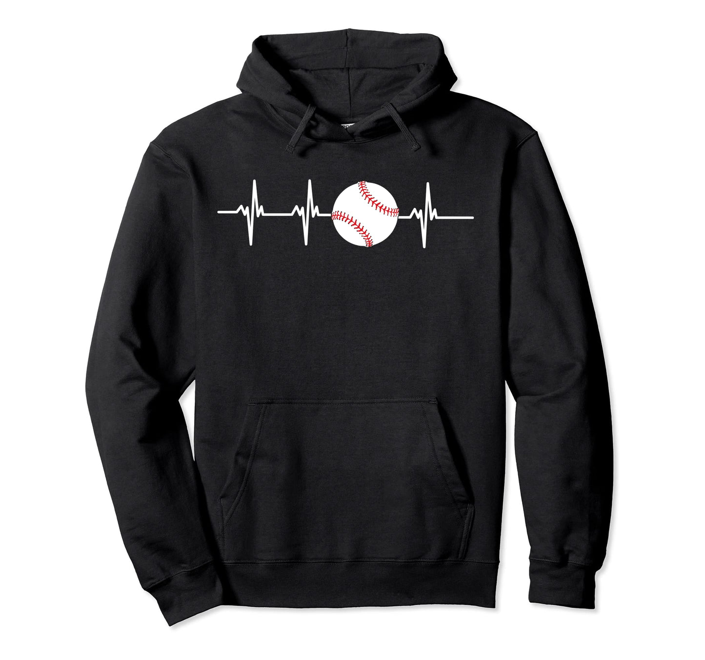 Baseball Heartbeat Funny Baseball Hoodie - Fun Novelty Design for Adults - T-Shirt, Sweatshirt, Hoodie