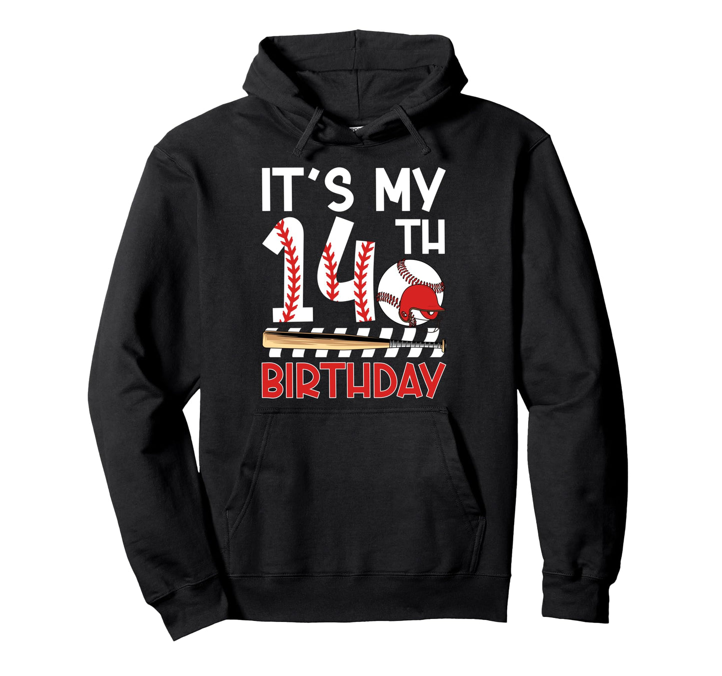 14Th Baseball Birthday Party 14 Year Hoodie - Unique Graphic for Adults - T-Shirt, Sweatshirt, Hoodie