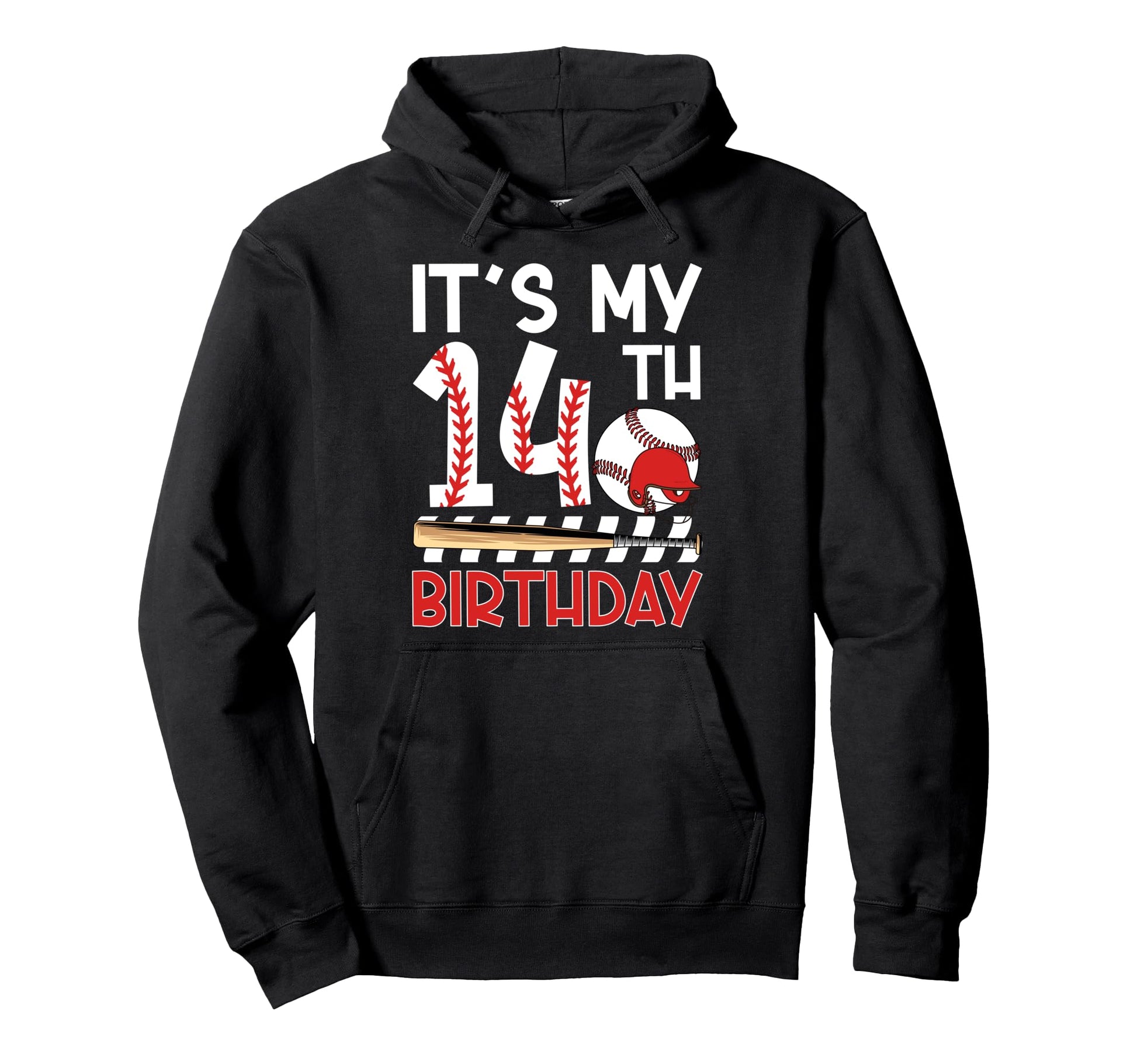 14Th Baseball Birthday Party 14 Year Hoodie - Unique Graphic for Adults - T-Shirt, Sweatshirt, Hoodie