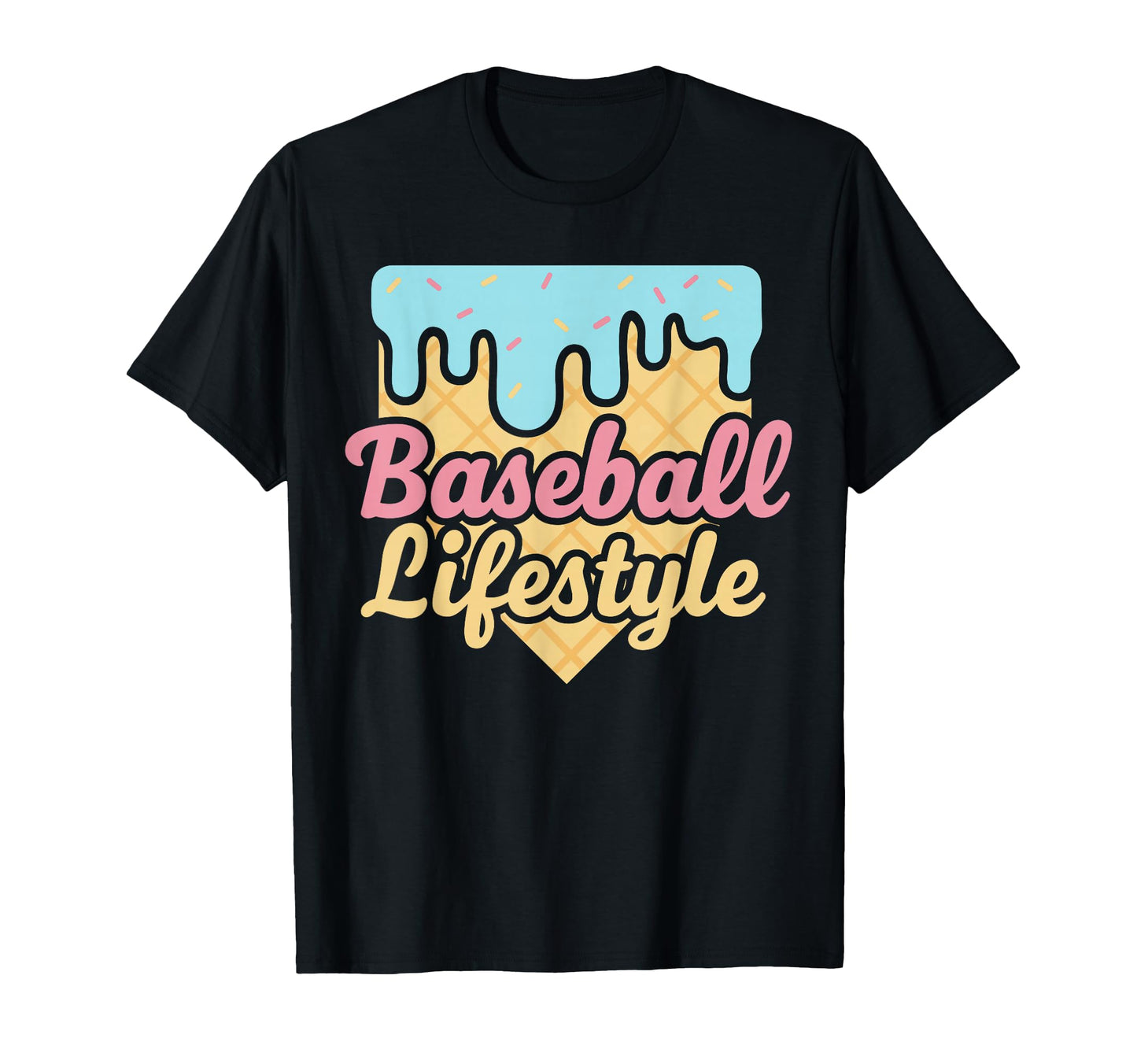 Baseball Lifestyle Ice Cream Drip T-Shirt - Graphic Print for Adults - T-Shirt, Sweatshirt, Hoodie