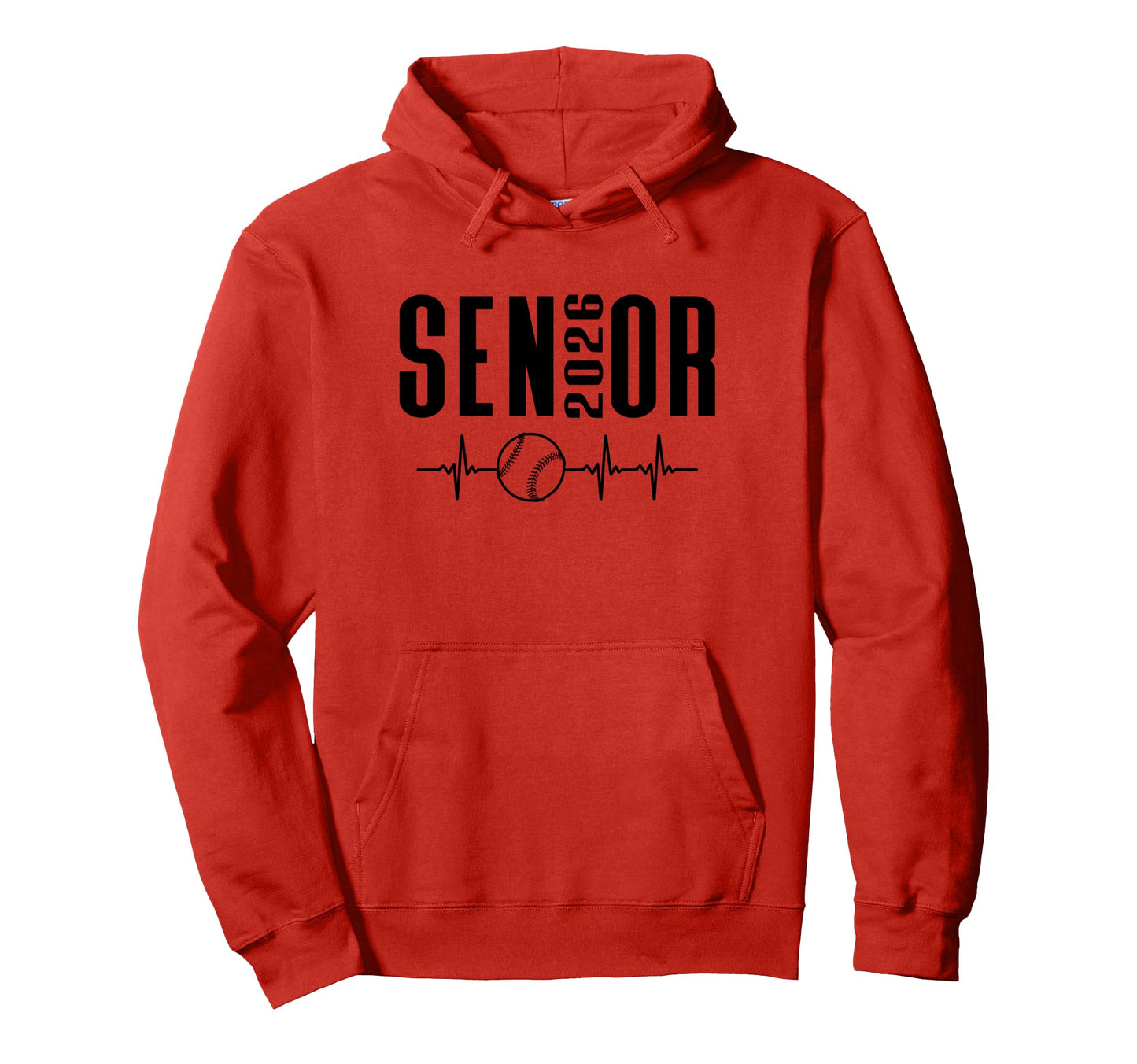 Senior 2026 Baseball Heartbeat Class 26 Hoodie - Custom Art Print Men Women - T-Shirt, Sweatshirt, Hoodie