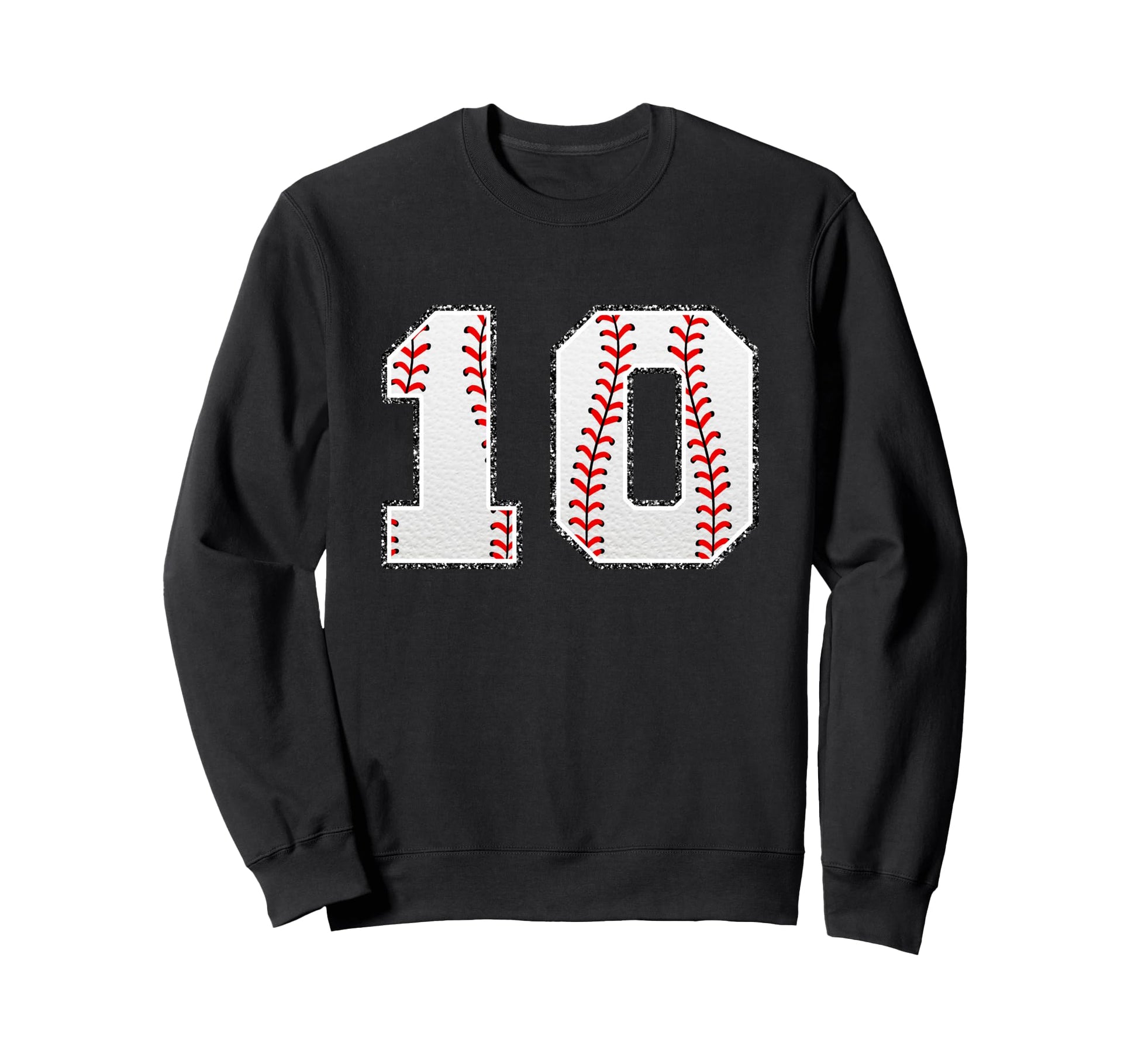 Number 10 Baseball Distressed Number Sweatshirt - Novelty Apparel Unisex - T-Shirt, Sweatshirt, Hoodie