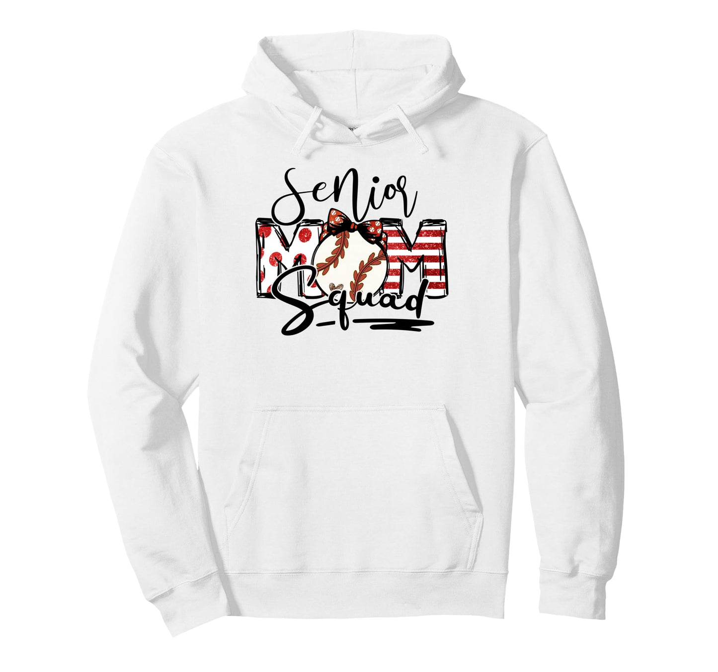 Senior Mom Squad Baseball Mother Hoodie - Fun Novelty Design for Adults - T-Shirt, Sweatshirt, Hoodie