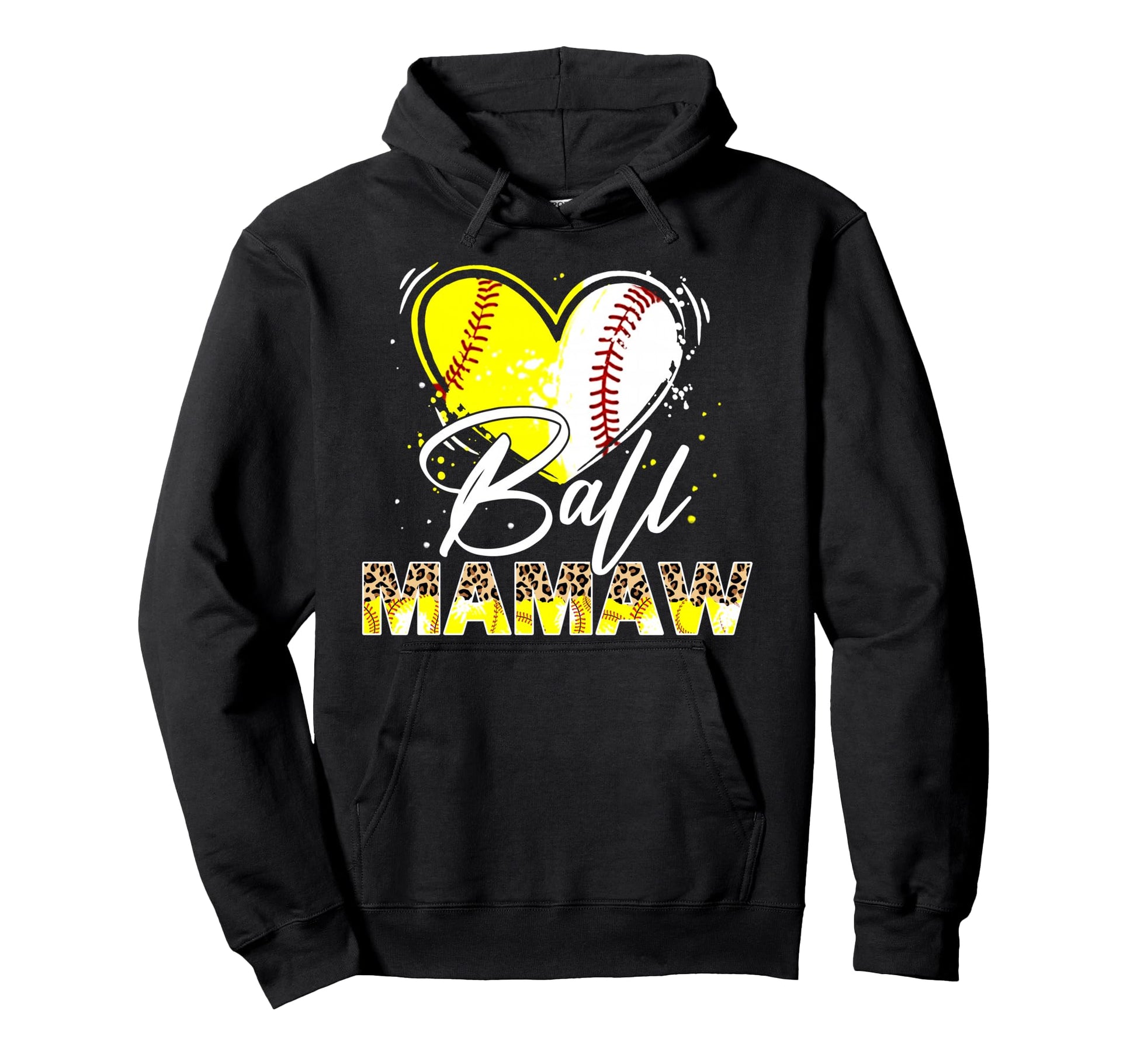 Ball Mamaw Leopard Baseball Hoodie - Casual Everyday Wear Men Women - T-Shirt, Sweatshirt, Hoodie