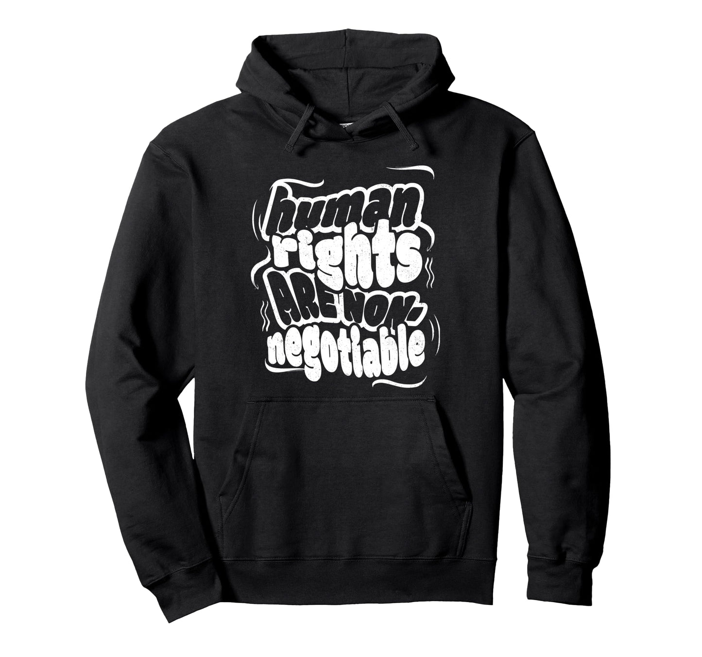 Human Rights Distressed White Hoodie - Novelty Apparel for Adults - T-Shirt, Sweatshirt, Hoodie