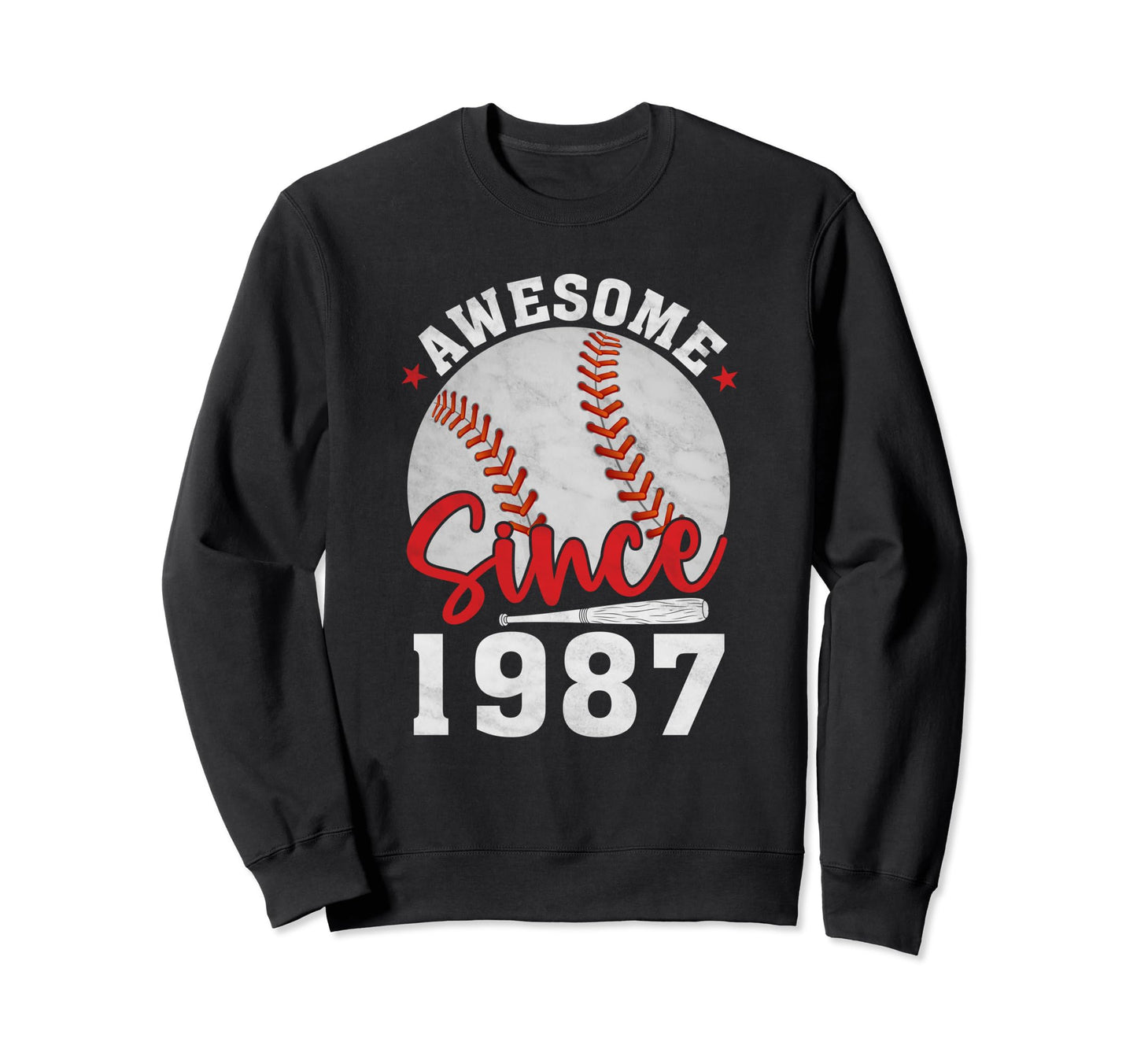Awesome Since 1987 Funny Baseball Sweatshirt - Minimalist Print Men Women - T-Shirt, Sweatshirt, Hoodie