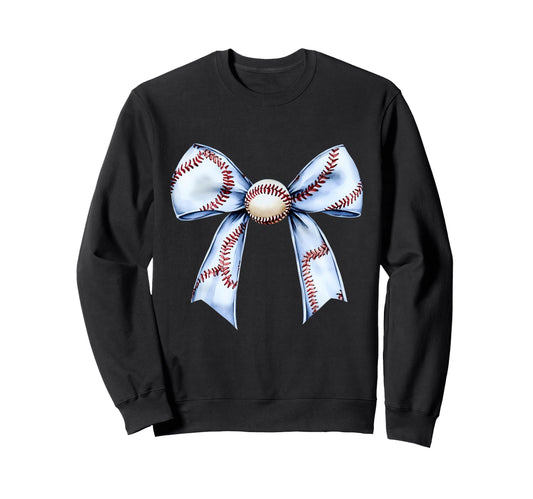 Baseball Coquette Bow Sweatshirt - Casual Everyday Wear for Adults - T-Shirt, Sweatshirt, Hoodie