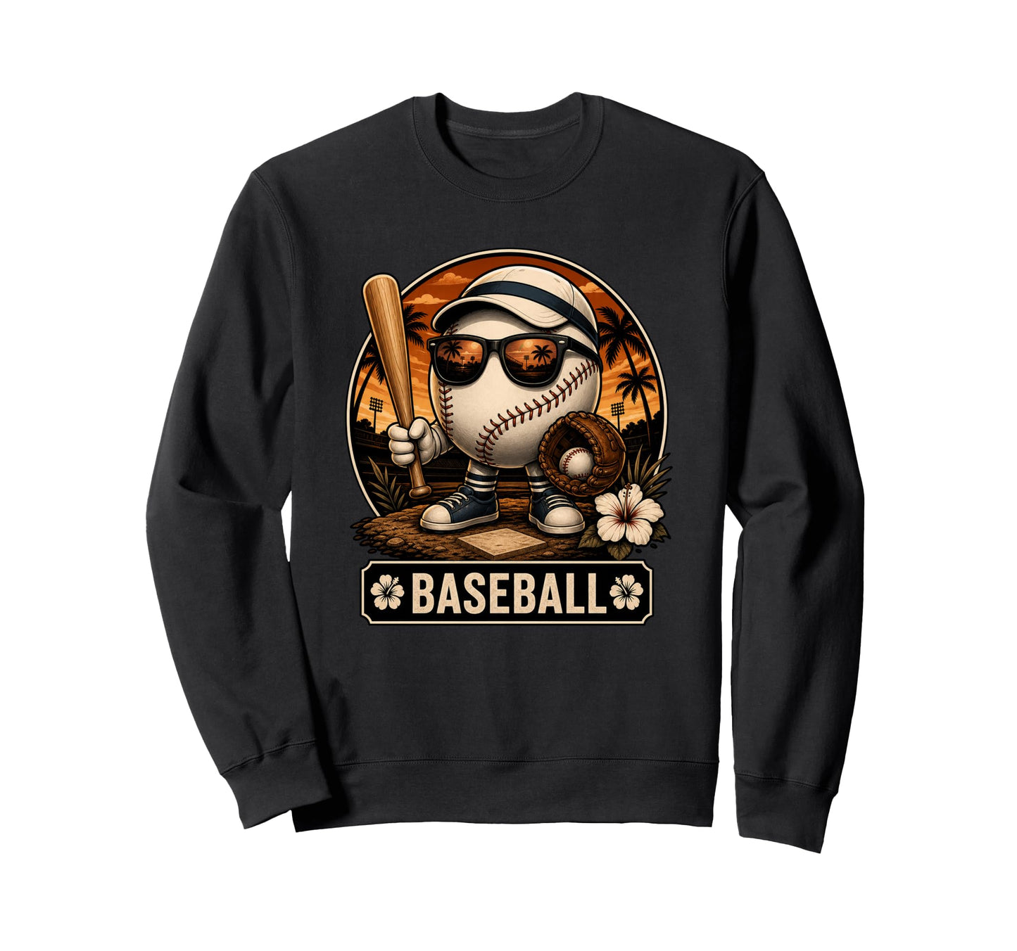 Hawaiian Tropical Baseball Sweatshirt - Fun Novelty Design for Adults - T-Shirt, Sweatshirt, Hoodie