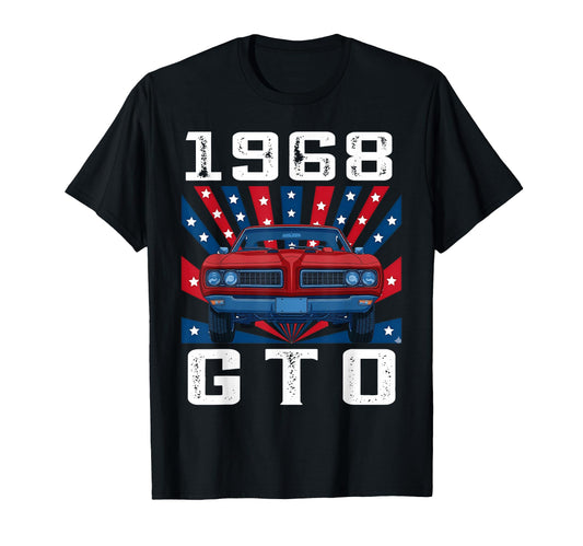 68 1968 Gto American Flag Silhouette T-Shirt - Novelty Apparel Men Women - T-Shirt, Sweatshirt, Hoodie