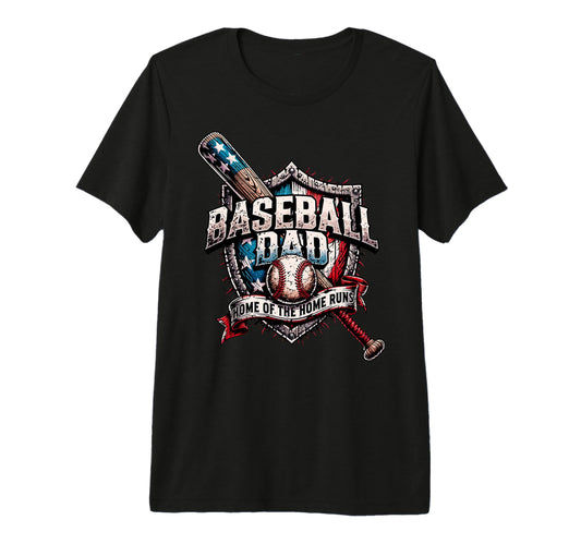 American Baseball Dad Tri Blend T-Shirt - Custom Art Print Men Women - T-Shirt, Sweatshirt, Hoodie