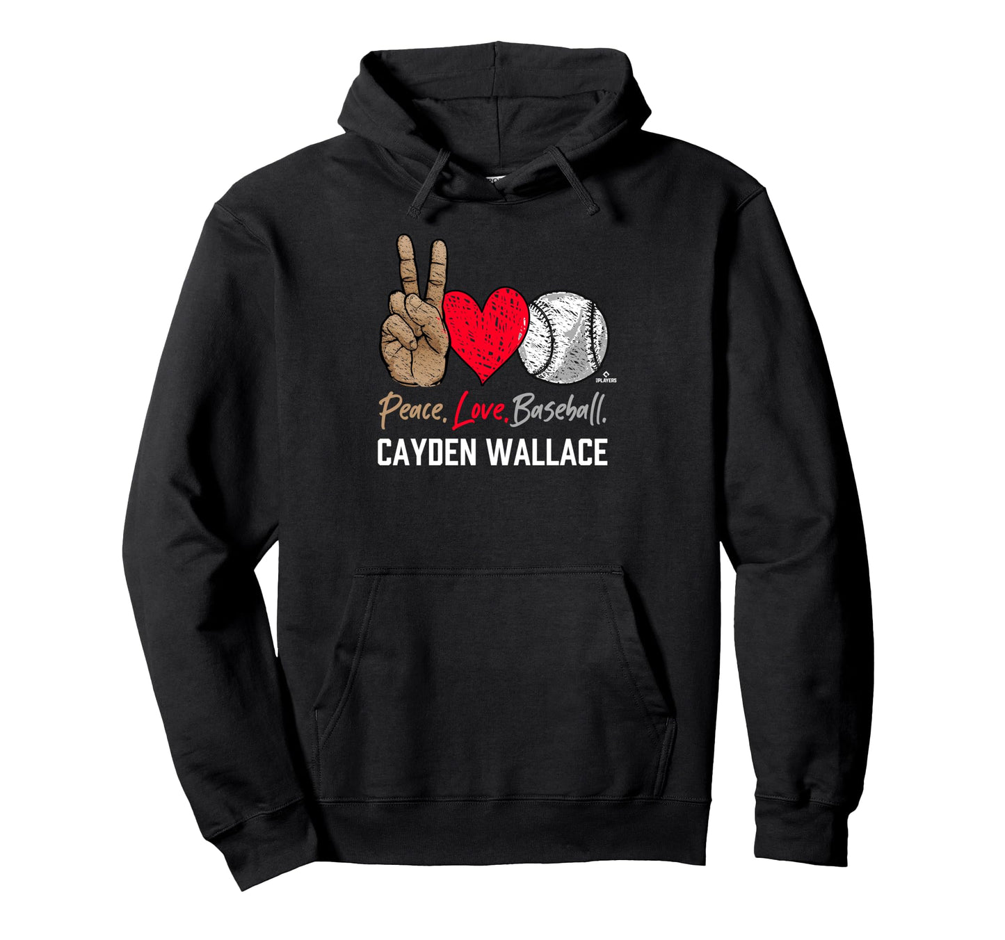 Peace Love Cayden Wallace Prospect Baseball Hoodie - Graphic Print Unisex - T-Shirt, Sweatshirt, Hoodie