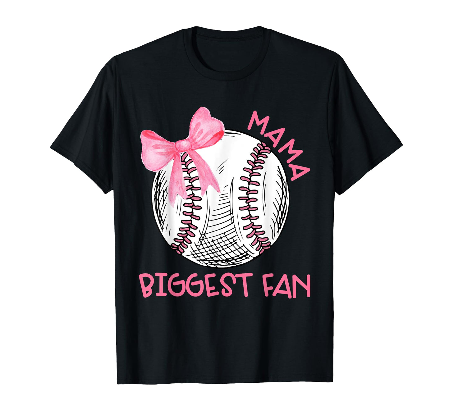 Mama Biggest Fan Coquette Bow Baseball T-Shirt - Minimalist Print Unisex - T-Shirt, Sweatshirt, Hoodie