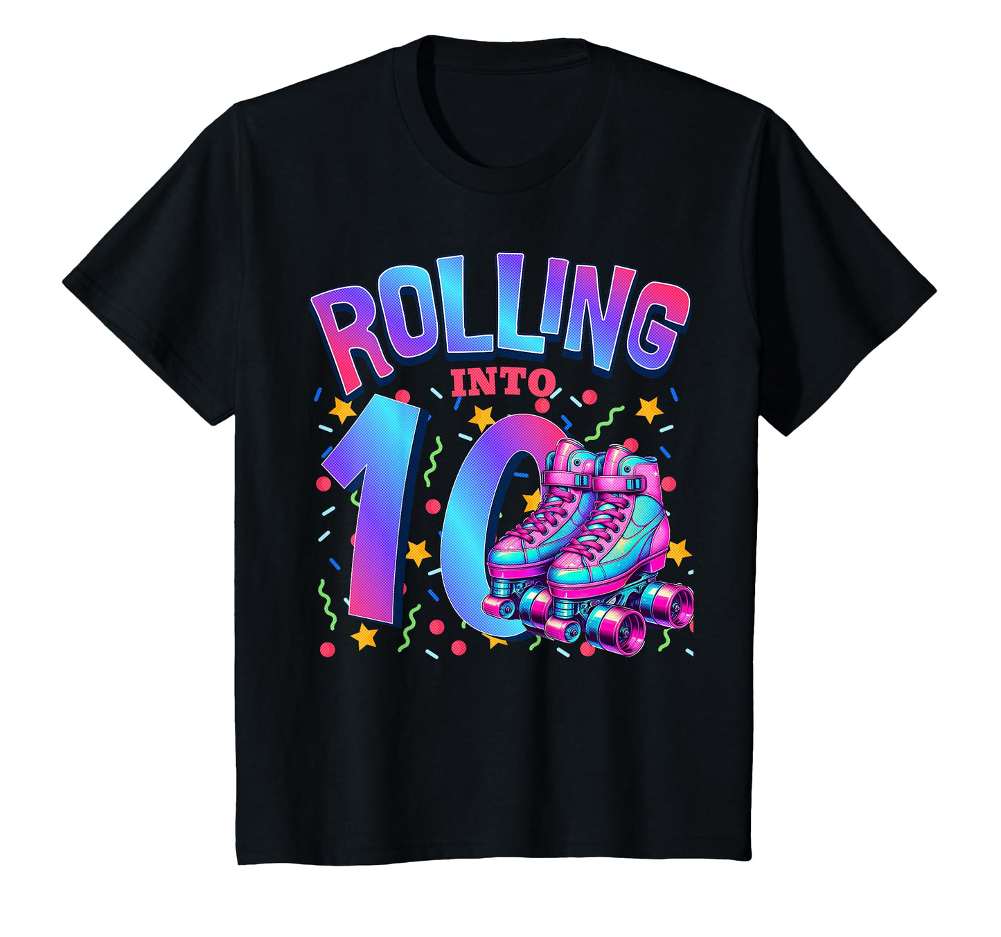 Roller Skating Rolling Into 10 Year T-Shirt - Fun Novelty Design Unisex - T-Shirt, Sweatshirt, Hoodie