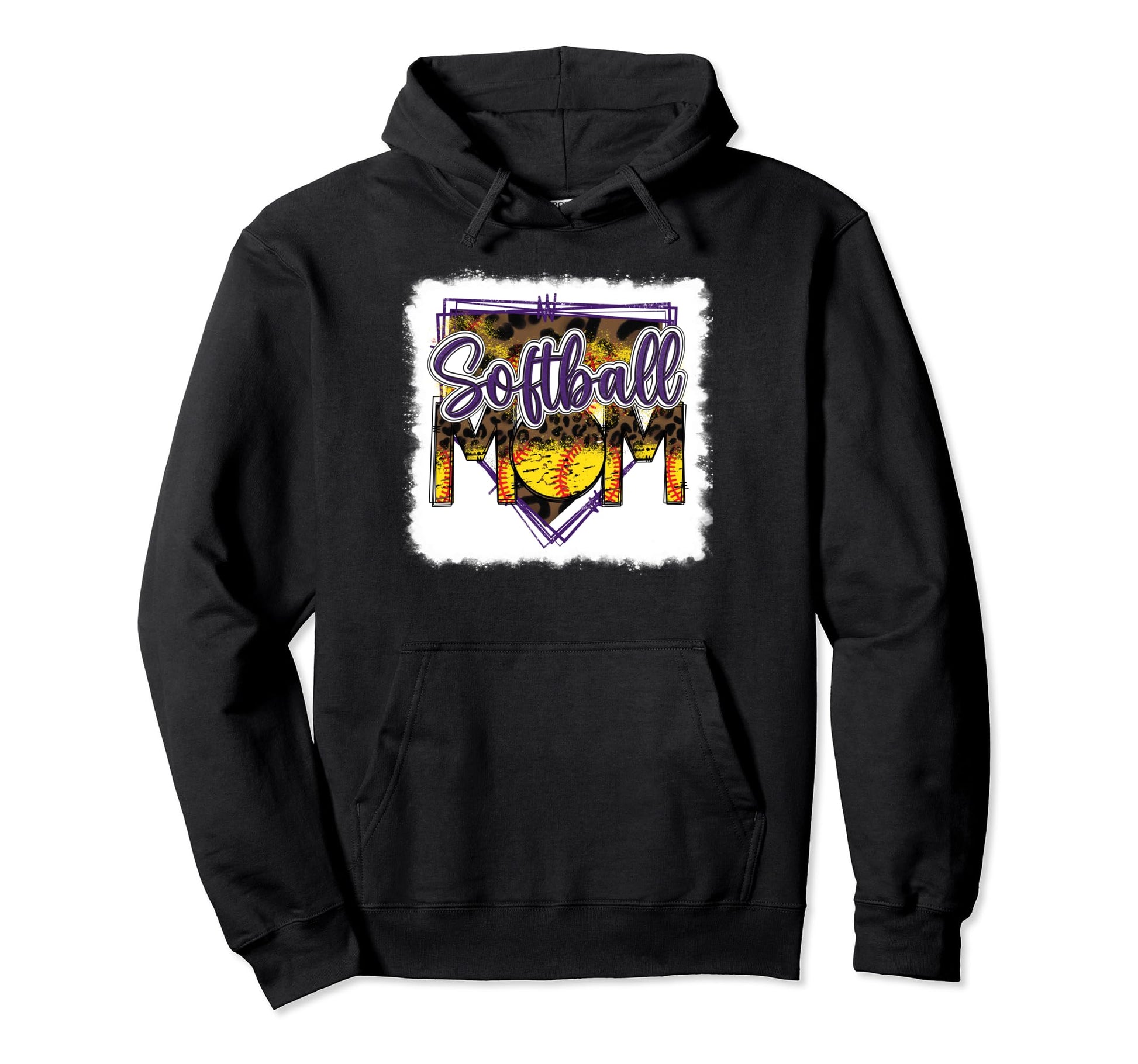 Bleached Softball Mom Leopard Funny Hoodie - Aesthetic Graphic Unisex - T-Shirt, Sweatshirt, Hoodie