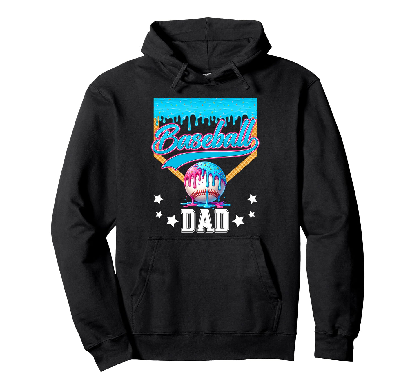 Baseball Dad Funny Fathers Day Ice Hoodie - Novelty Apparel Men Women - T-Shirt, Sweatshirt, Hoodie