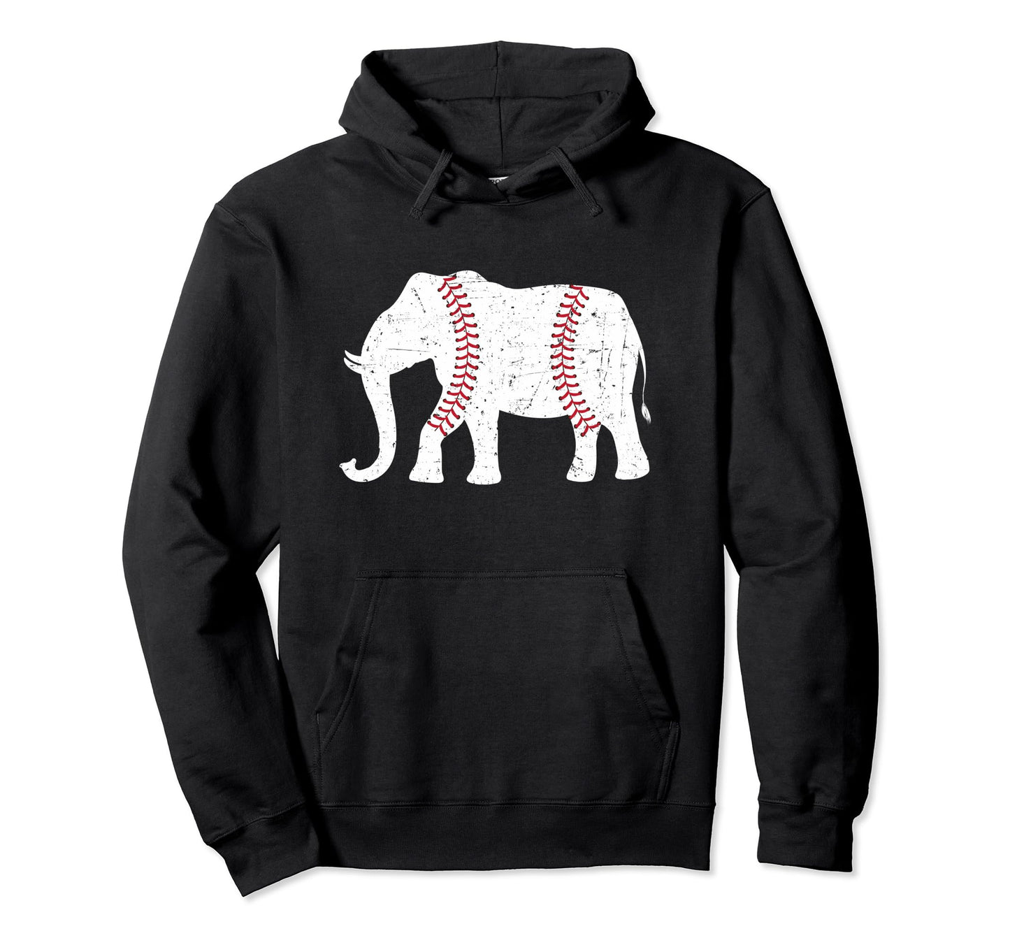 Elephant Baseball Distressed Hoodie - Casual Everyday Wear for Adults - T-Shirt, Sweatshirt, Hoodie