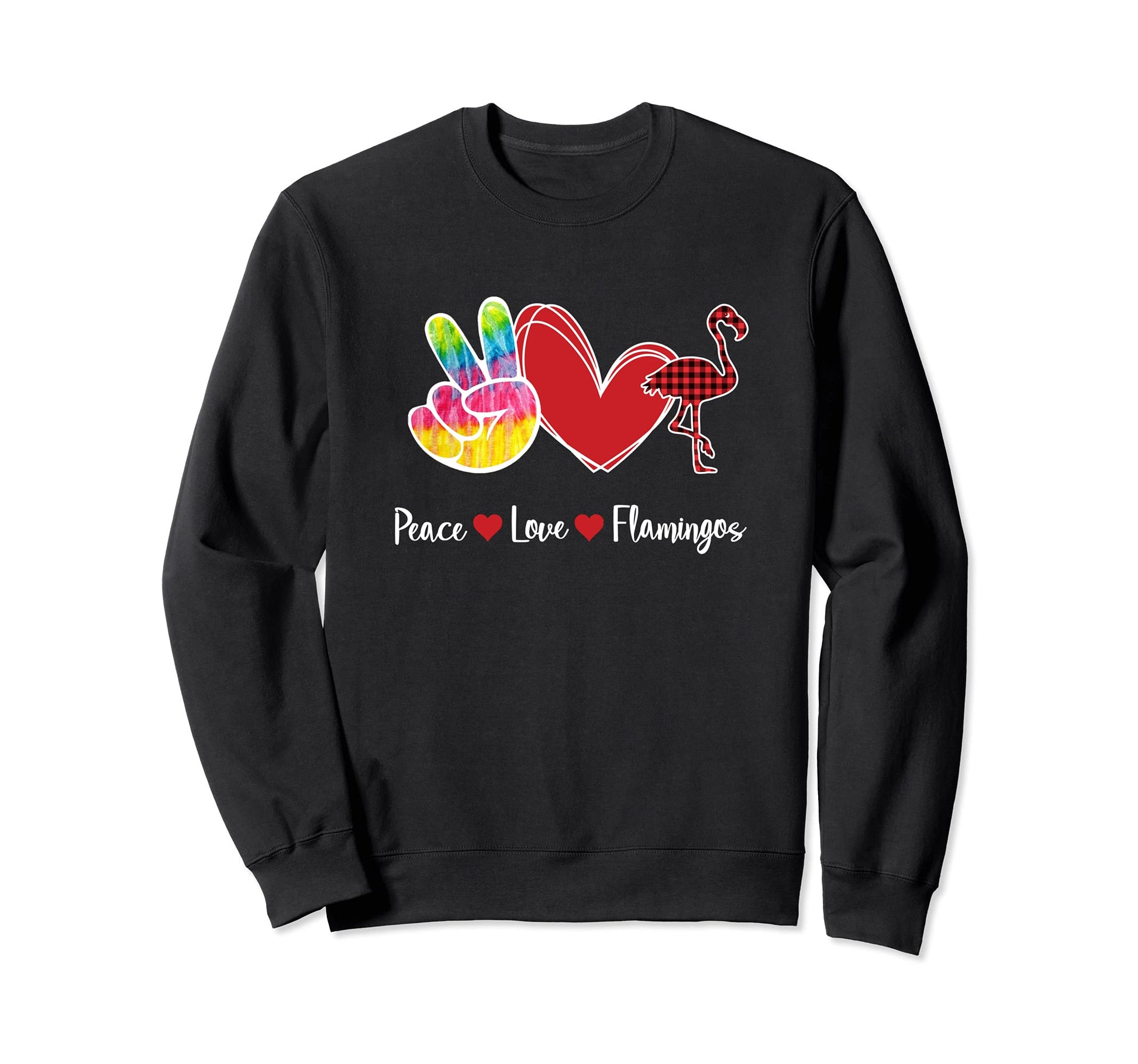 Red Plaid Buffalo Tartan Peace Love Sweatshirt - Graphic Print for Adults - T-Shirt, Sweatshirt, Hoodie