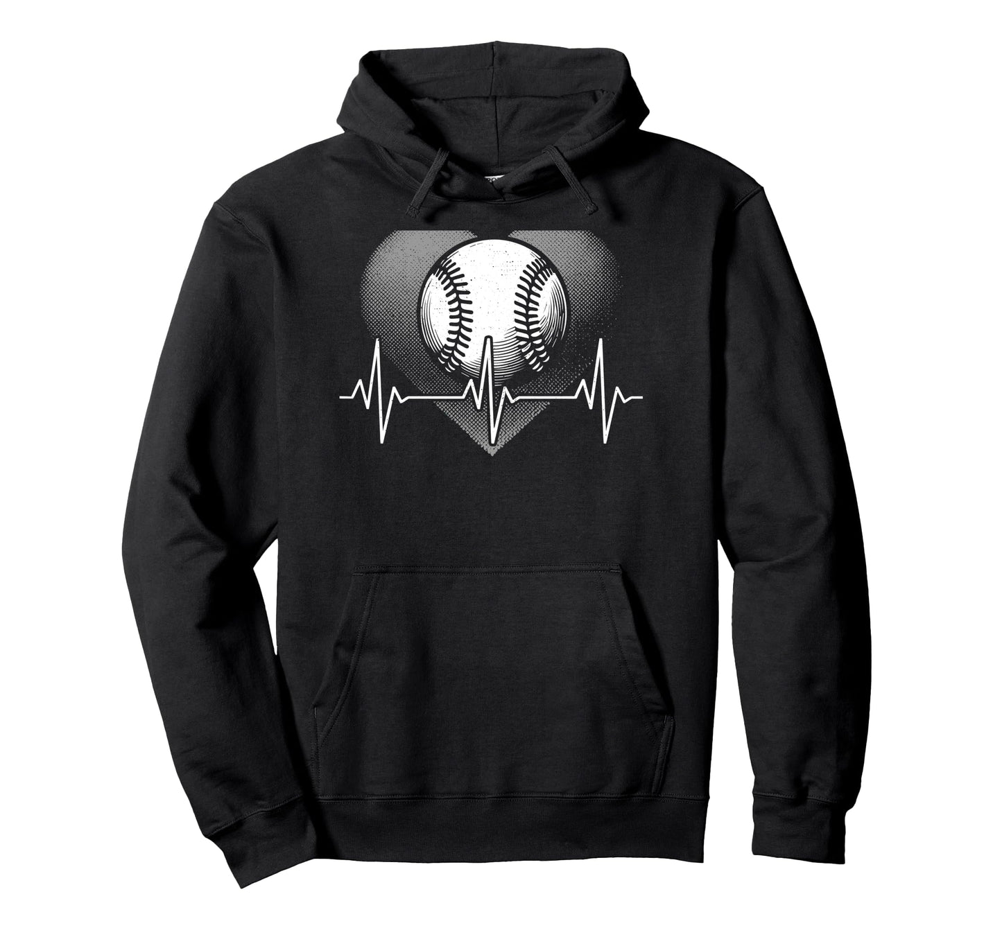 Heartbeat Baseball Player Sports Bat Hoodie - Minimalist Print for Adults - T-Shirt, Sweatshirt, Hoodie
