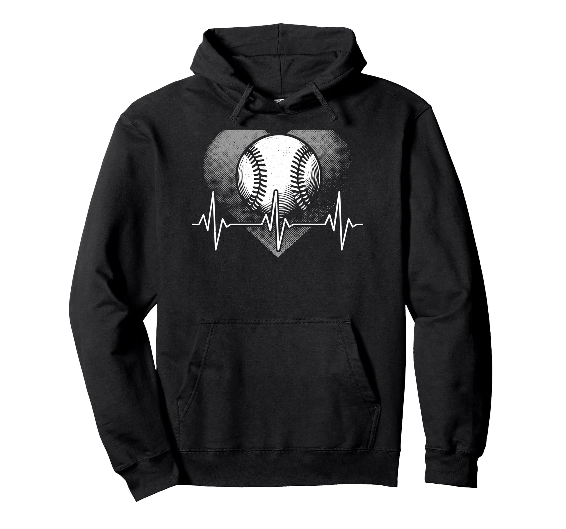Heartbeat Baseball Player Sports Bat Hoodie - Minimalist Print for Adults - T-Shirt, Sweatshirt, Hoodie