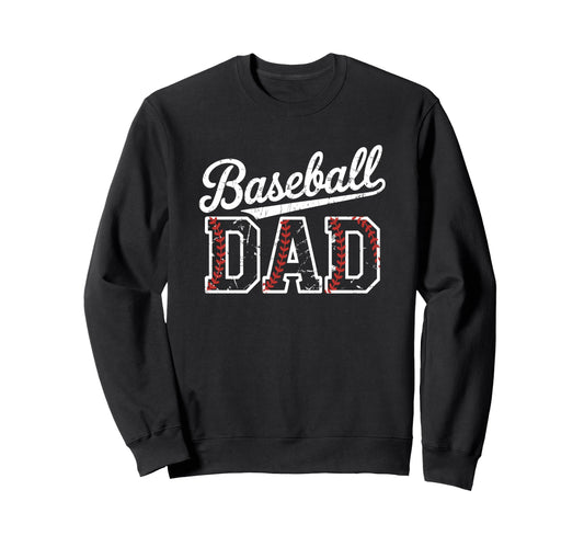 Baseball Dad Distressed Varsity Sweatshirt - Minimalist Print for Adults - T-Shirt, Sweatshirt, Hoodie