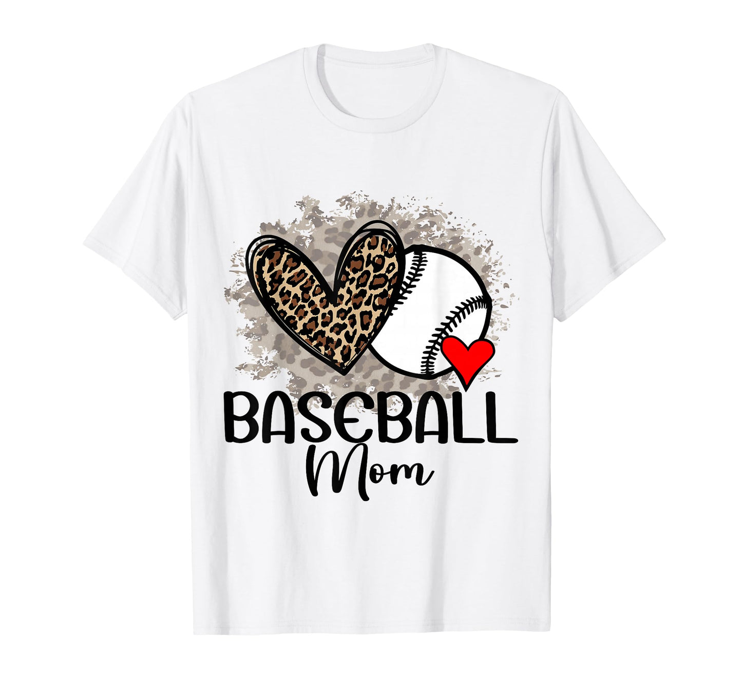 Baseball Mom Funny Leopard Heart Proud T-Shirt - Unique Graphic for Adults - T-Shirt, Sweatshirt, Hoodie