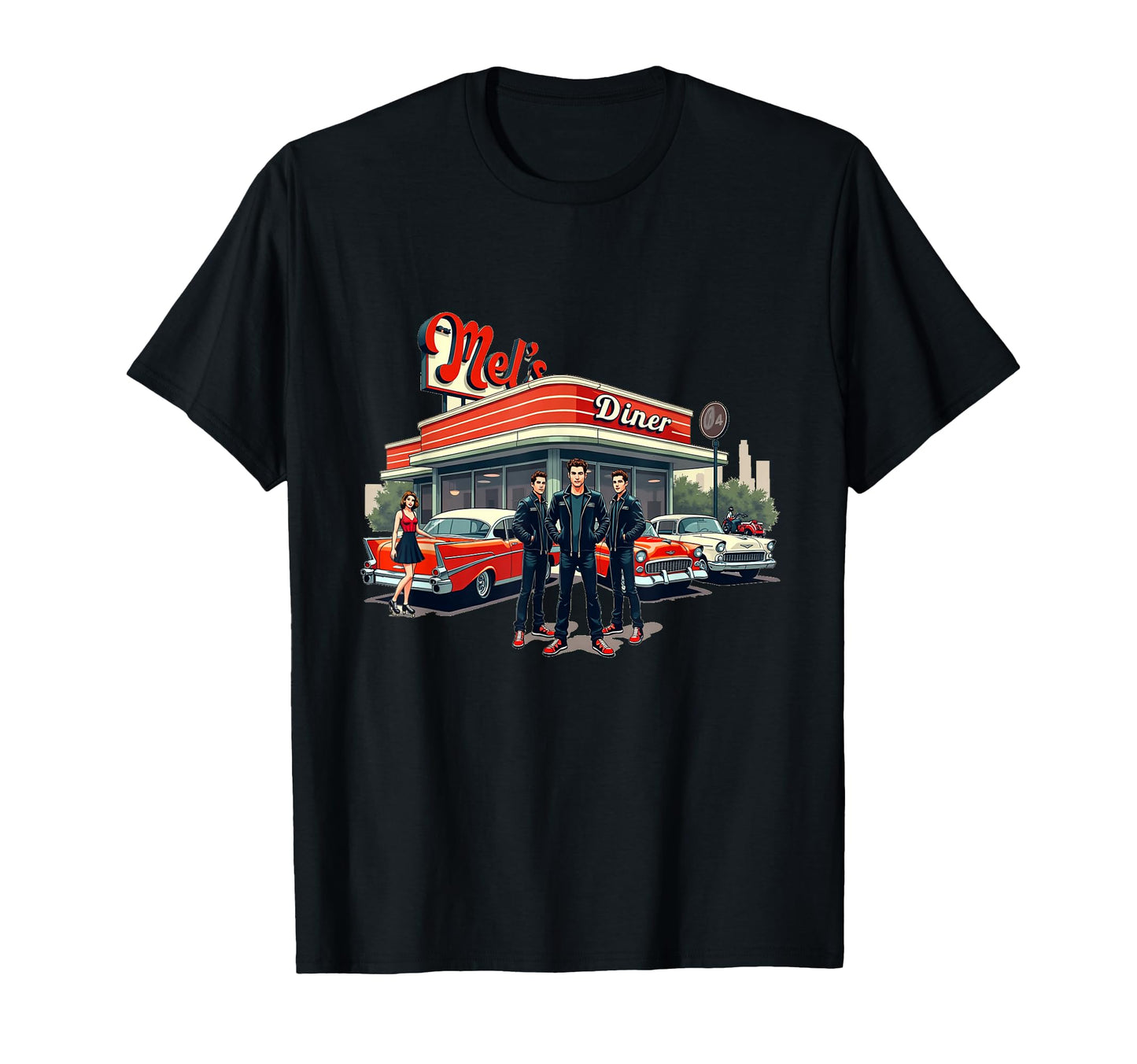 1950S Mels Diner Greasers Roller T-Shirt - Aesthetic Graphic Unisex - T-Shirt, Sweatshirt, Hoodie