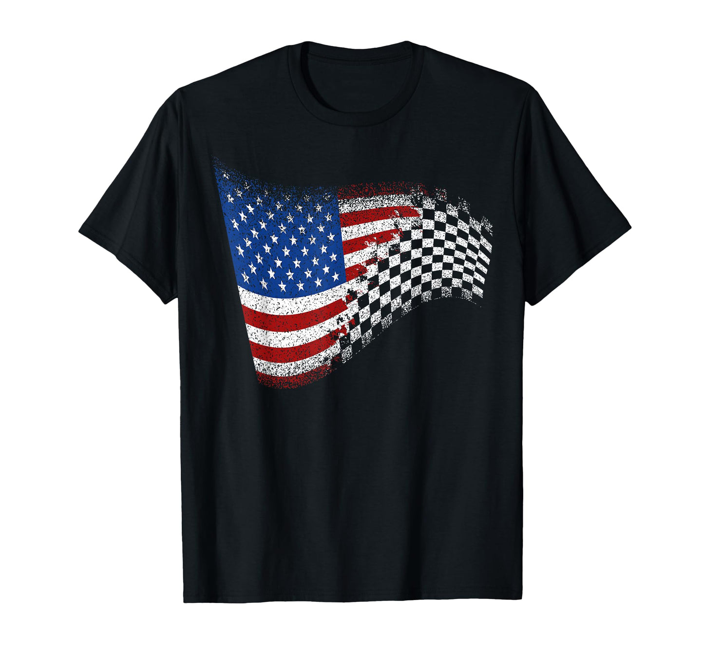 Checkered American Flag Racing T-Shirt - Casual Everyday Wear for Adults - T-Shirt, Sweatshirt, Hoodie