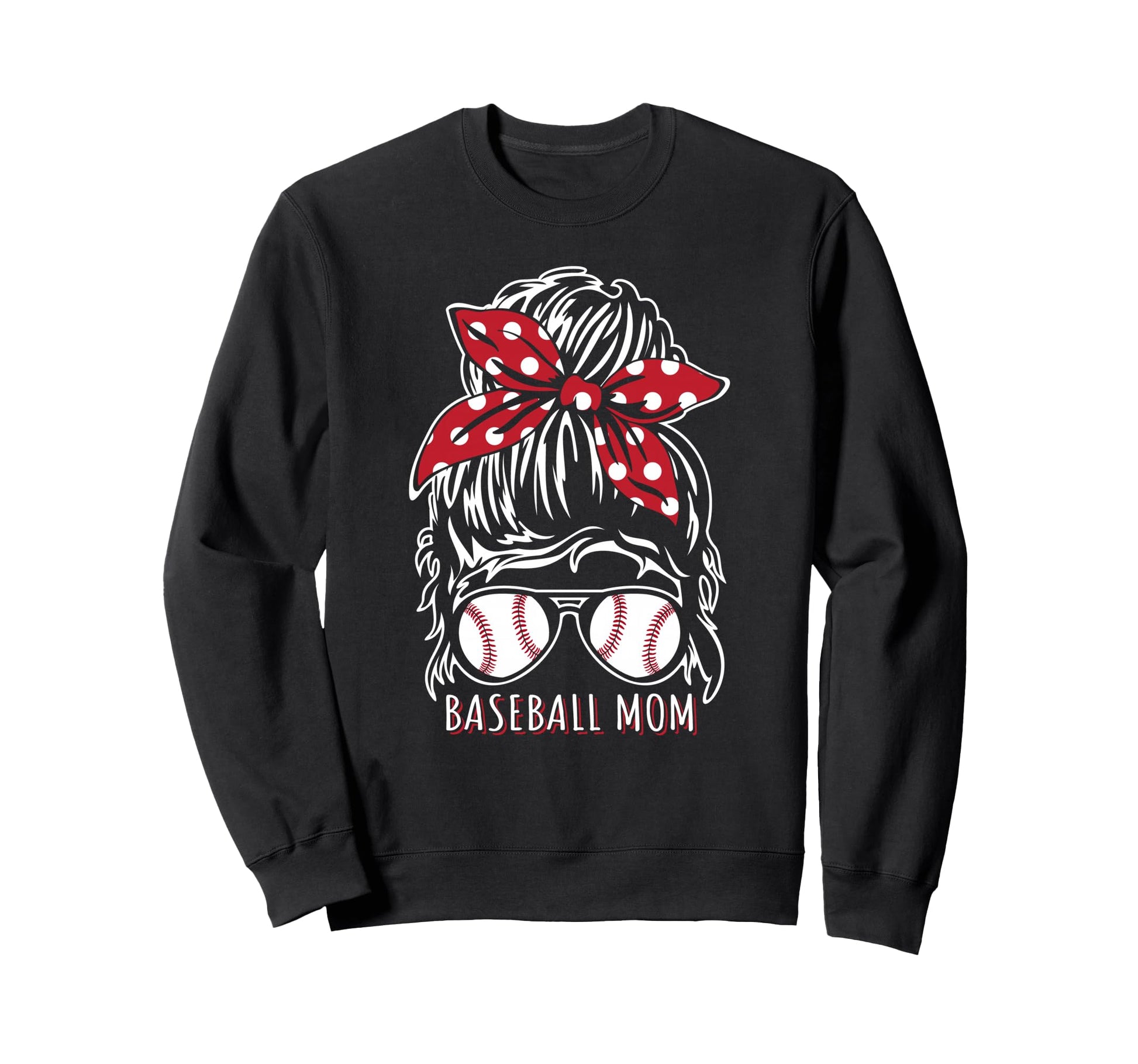Baseball Mom Messy Bun Glasses And Sweatshirt - Aesthetic Graphic Unisex - T-Shirt, Sweatshirt, Hoodie