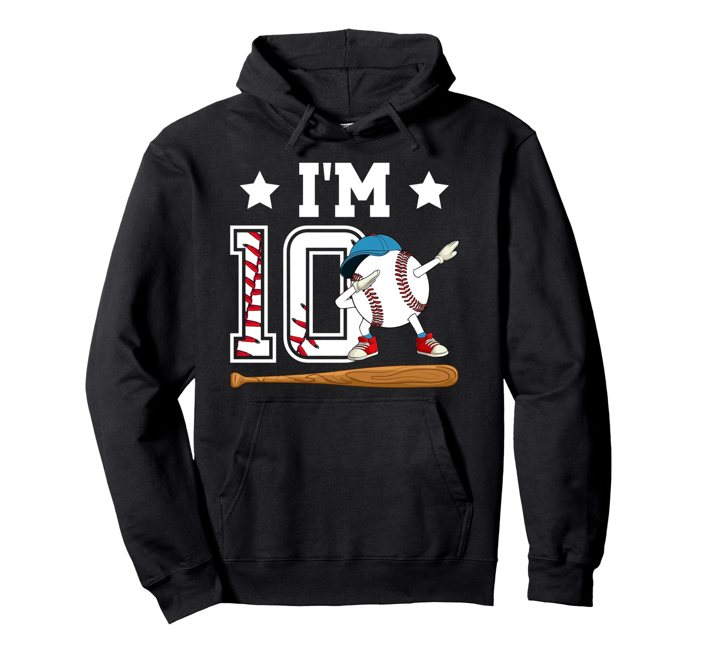 10Th Baseball Birthday Ten Year Old Hoodie - Custom Art Print for Adults - T-Shirt, Sweatshirt, Hoodie