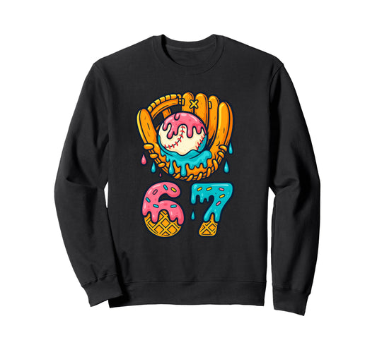 Awesome Baseball 67 Ice Creams Drip Sweatshirt - Custom Art Print Unisex - T-Shirt, Sweatshirt, Hoodie