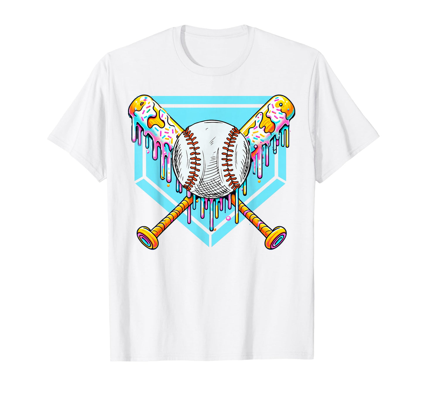 Baseball Drip Ice Cream Drip Sweet T-Shirt - Fun Novelty Design for Adults - T-Shirt, Sweatshirt, Hoodie