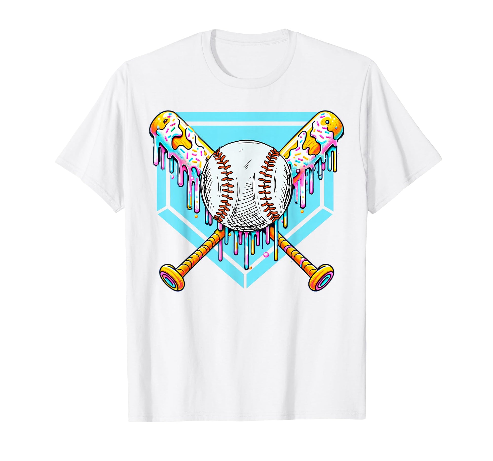 Baseball Drip Ice Cream Drip Sweet T-Shirt - Fun Novelty Design for Adults - T-Shirt, Sweatshirt, Hoodie