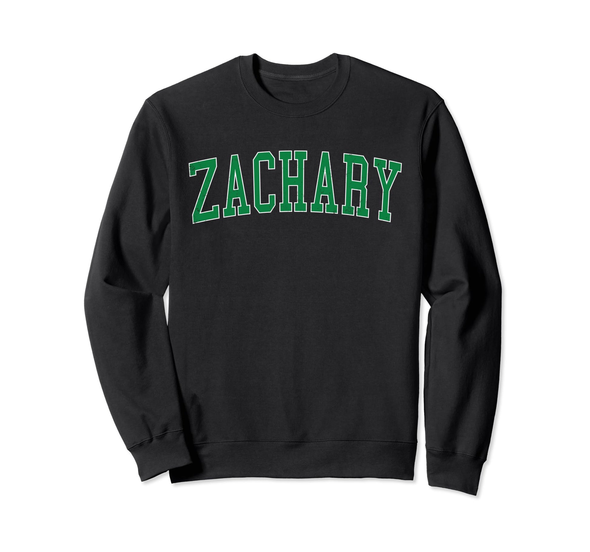 Zachary La Distressed Green Varsity Sweatshirt - Trendy Graphic Unisex - T-Shirt, Sweatshirt, Hoodie