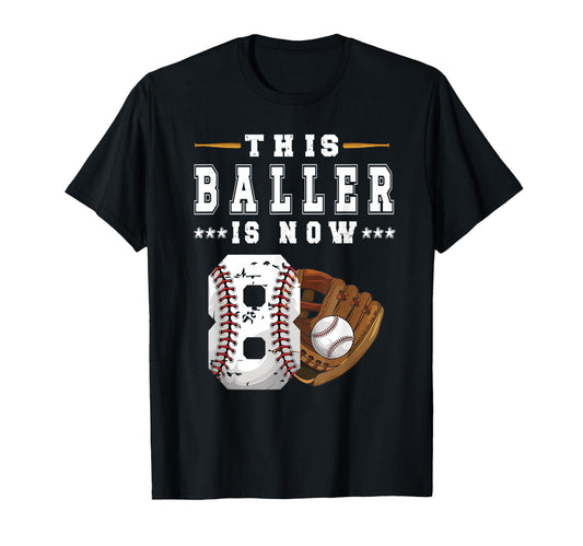 8Th Birthday Baseball Eight Year T-Shirt - Fun Novelty Design Men Women - T-Shirt, Sweatshirt, Hoodie