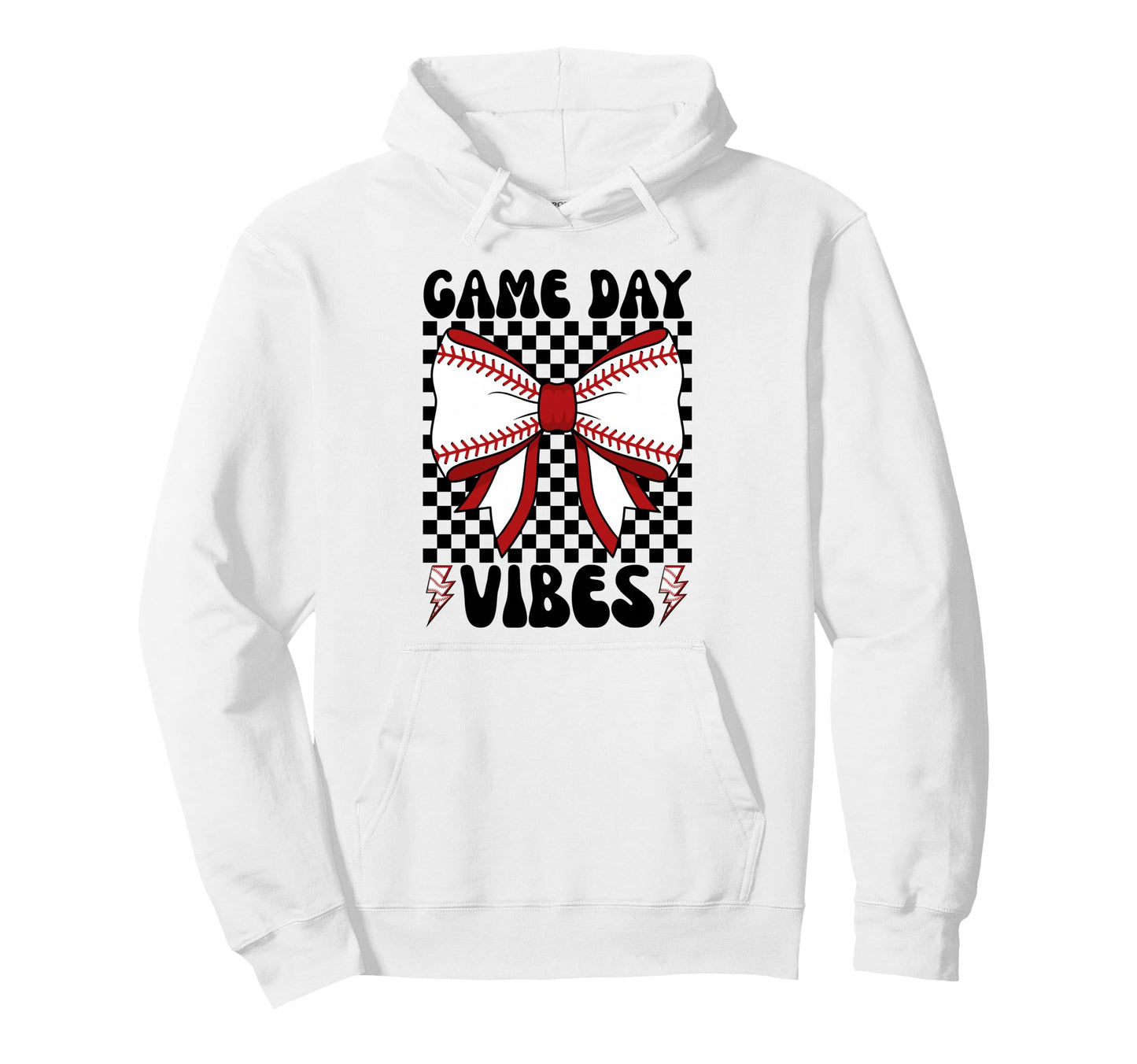 Game Day Vibes Coquette Bow Baseball Hoodie - Custom Art Print for Adults - T-Shirt, Sweatshirt, Hoodie