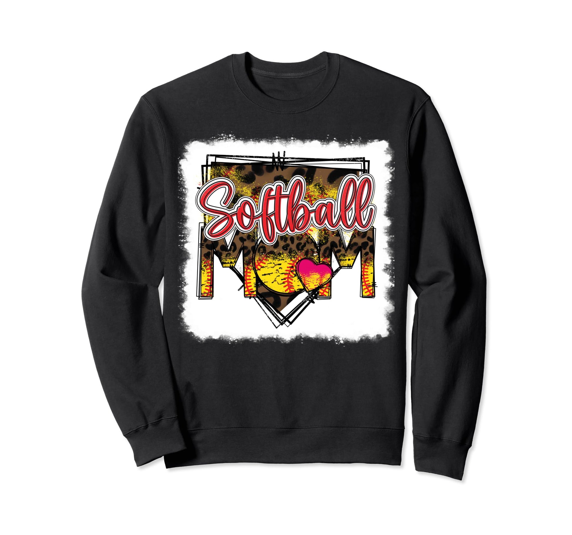 Bleached Softball Mom Leopard Funny Sweatshirt - Graphic Print Men Women - T-Shirt, Sweatshirt, Hoodie