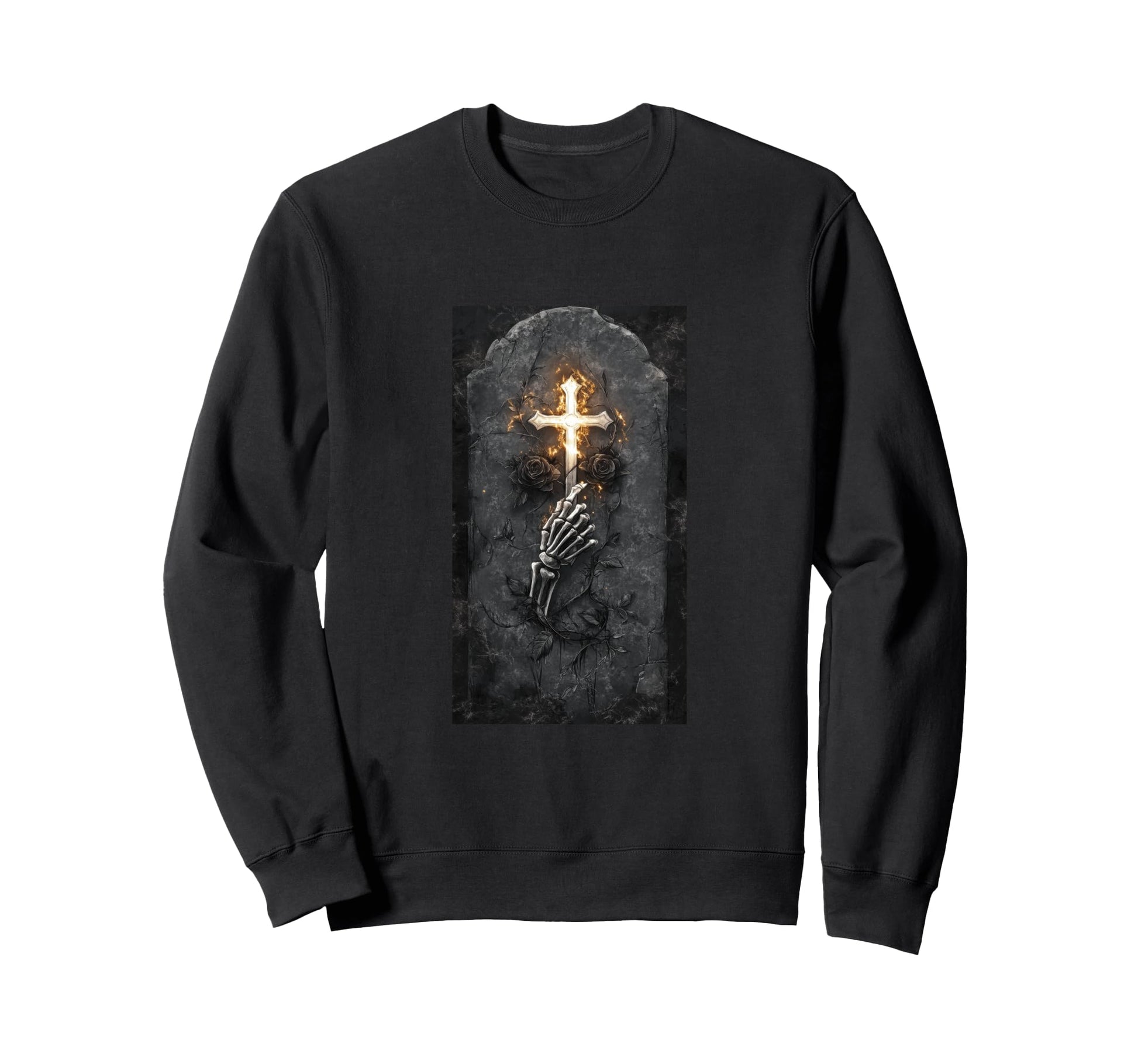 Gothic Cross Grunge Aesthetic Y2K Goth Sweatshirt - Graphic Print Unisex - T-Shirt, Sweatshirt, Hoodie