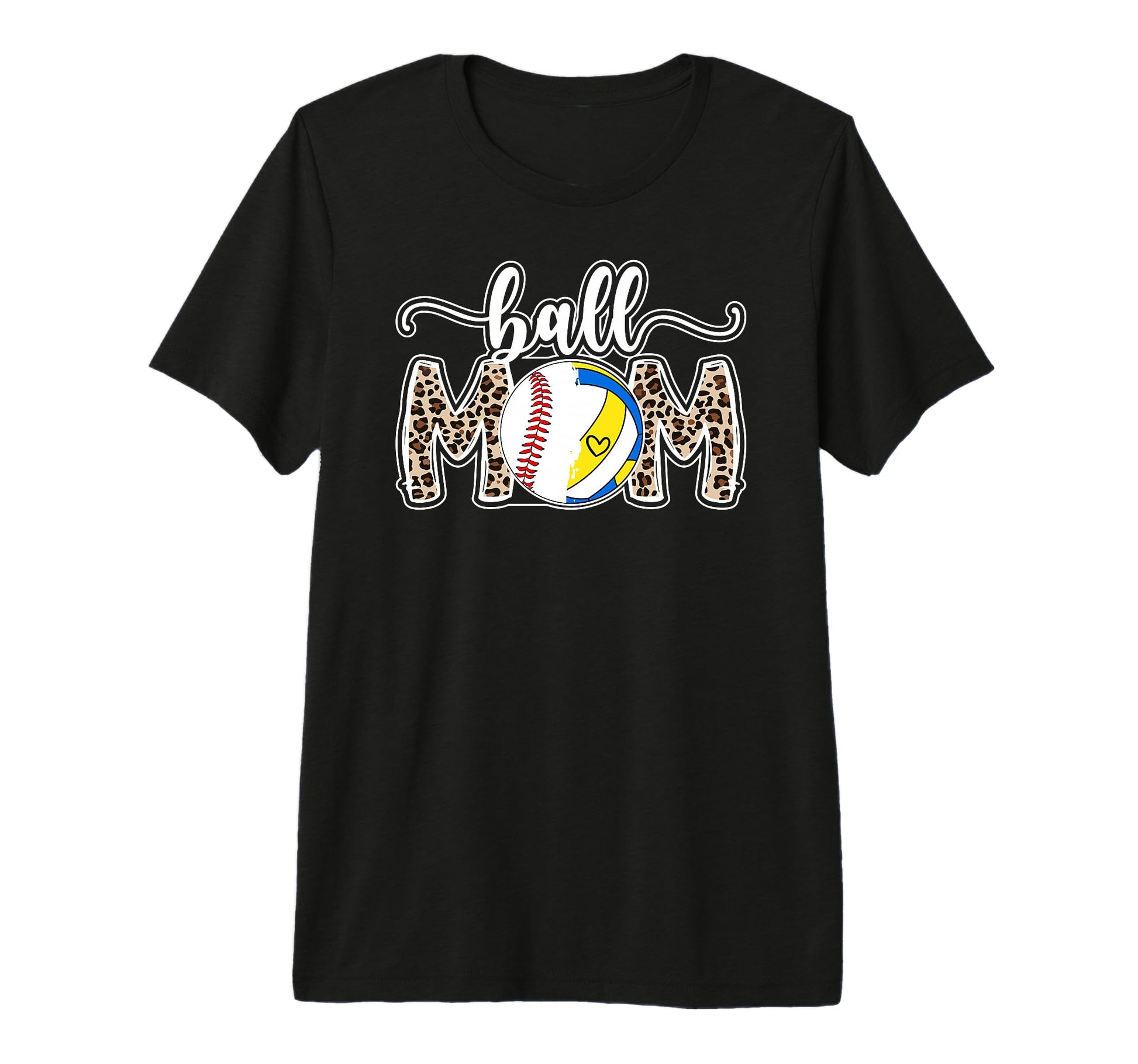 Ball Mom Leopard Baseball Volleyball T-Shirt - Unique Graphic Men Women - T-Shirt, Sweatshirt, Hoodie