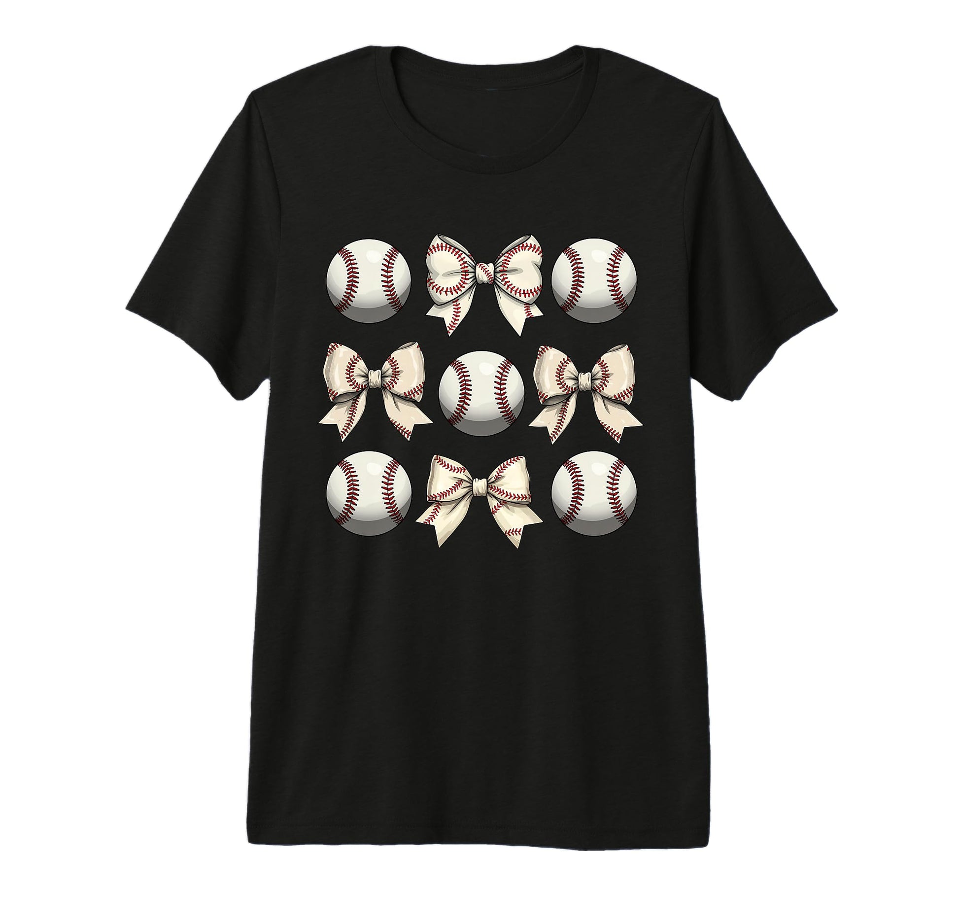 Baseball Coquette Bow Mothers Day Baseball T-Shirt - Graphic Print Unisex - T-Shirt, Sweatshirt, Hoodie