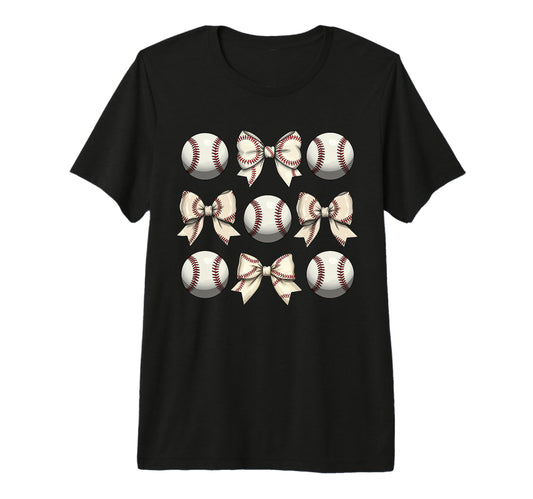 Baseball Coquette Bow Mothers Day Baseball T-Shirt - Graphic Print Unisex - T-Shirt, Sweatshirt, Hoodie