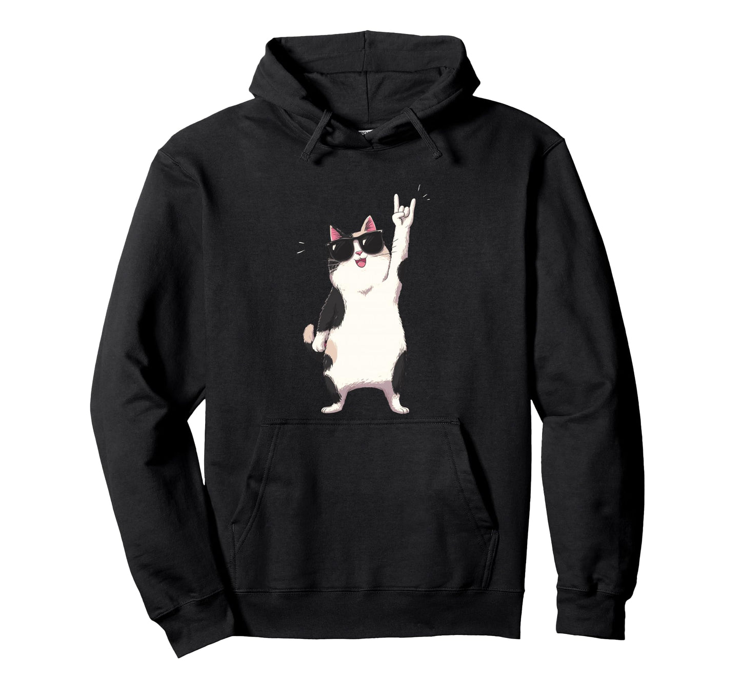 Cat Sunglasses Rock Funny Animal Hoodie - Novelty Apparel Men Women - T-Shirt, Sweatshirt, Hoodie